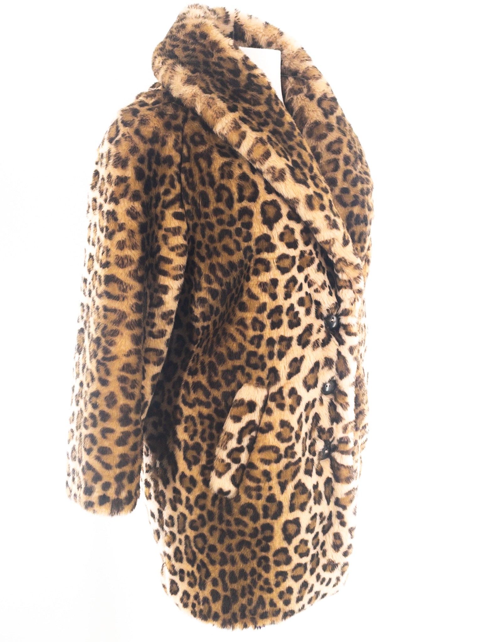 Hinge Tan Brown Leopard Print Faux Fur Size XS Coat