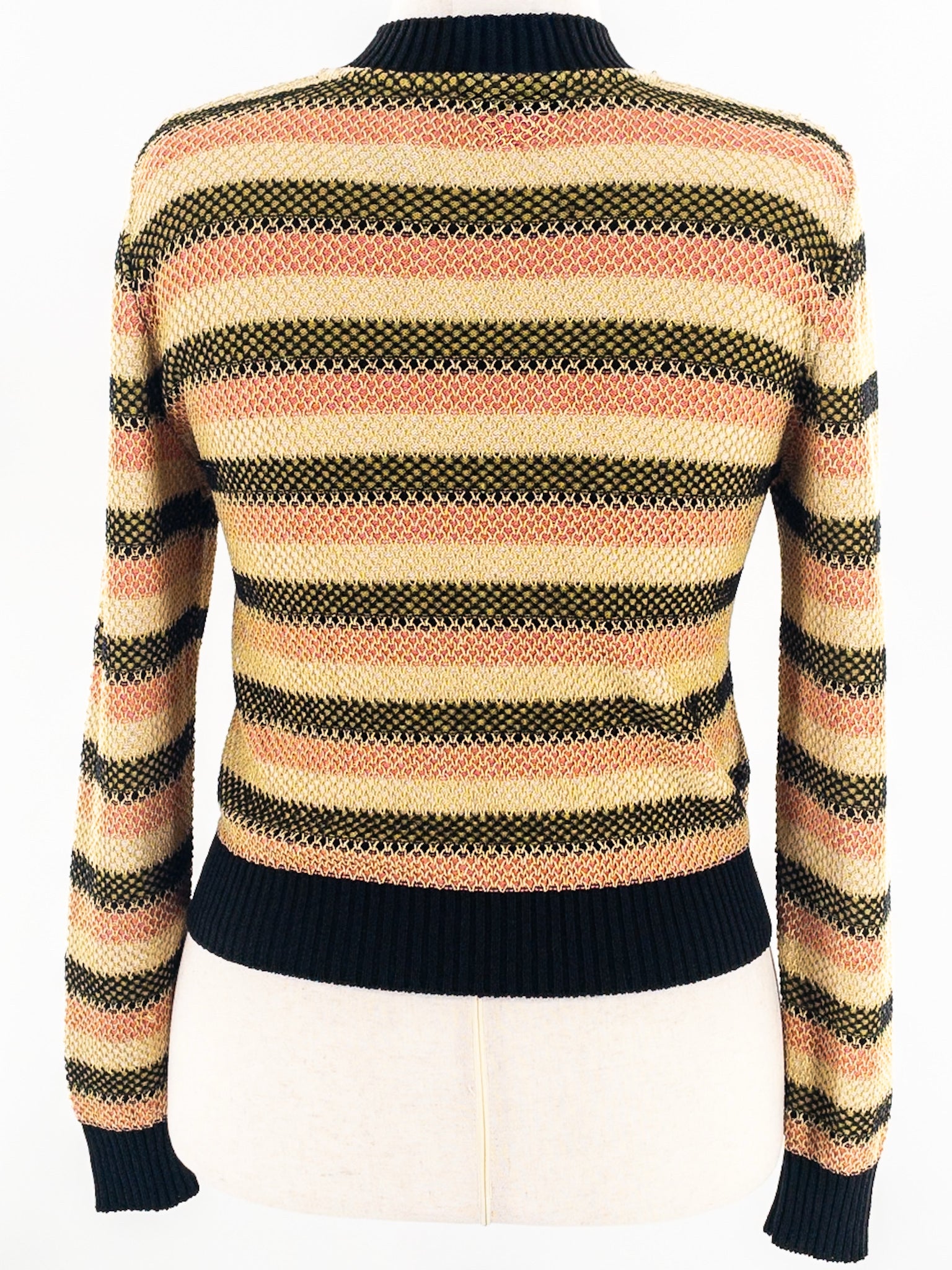 Aldomartins Brown Pink Stripe Cotton Blend Size 6 Cardigan