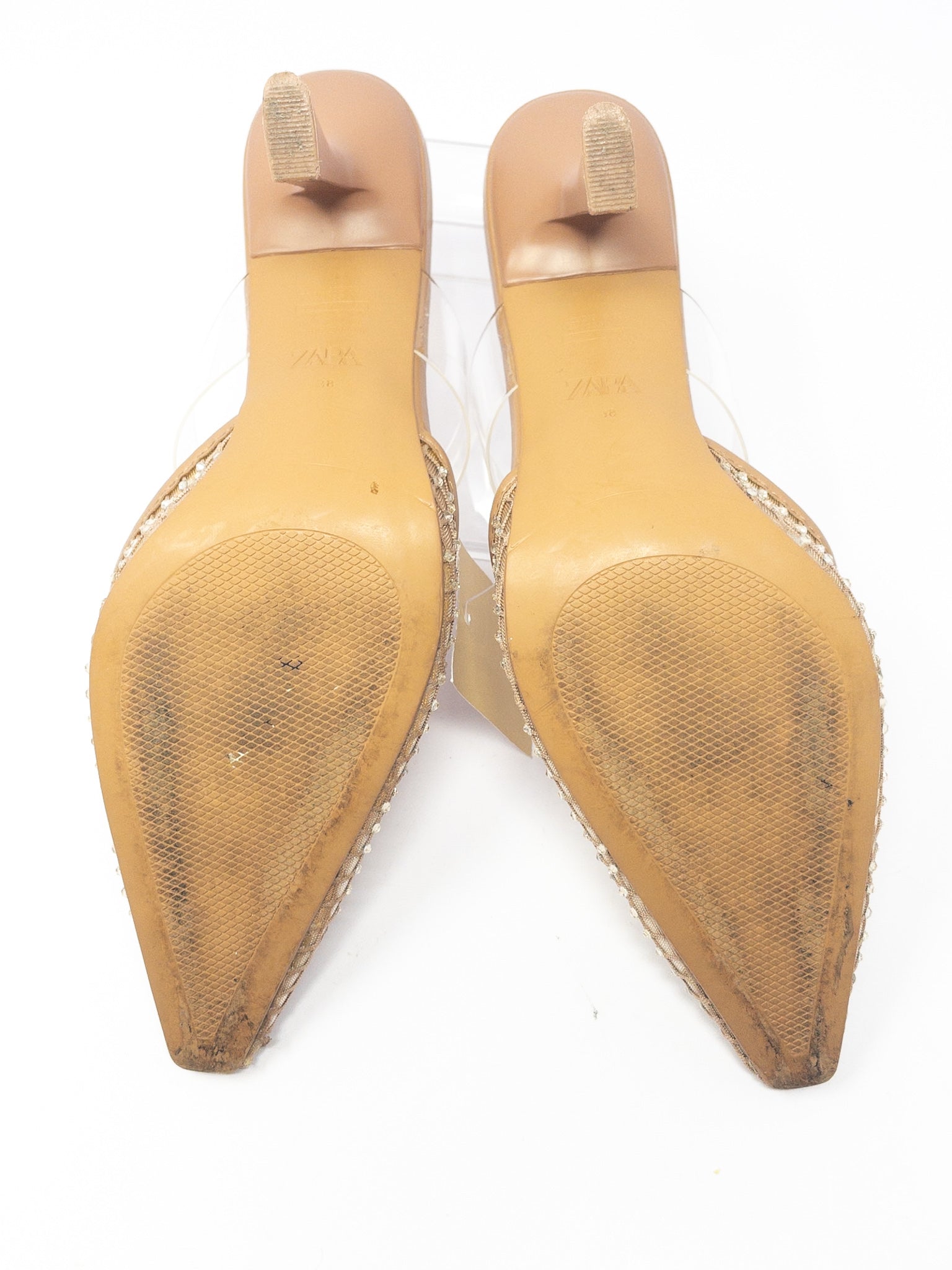 Zara Nude Rhinestone Man Made 7.5 Pumps