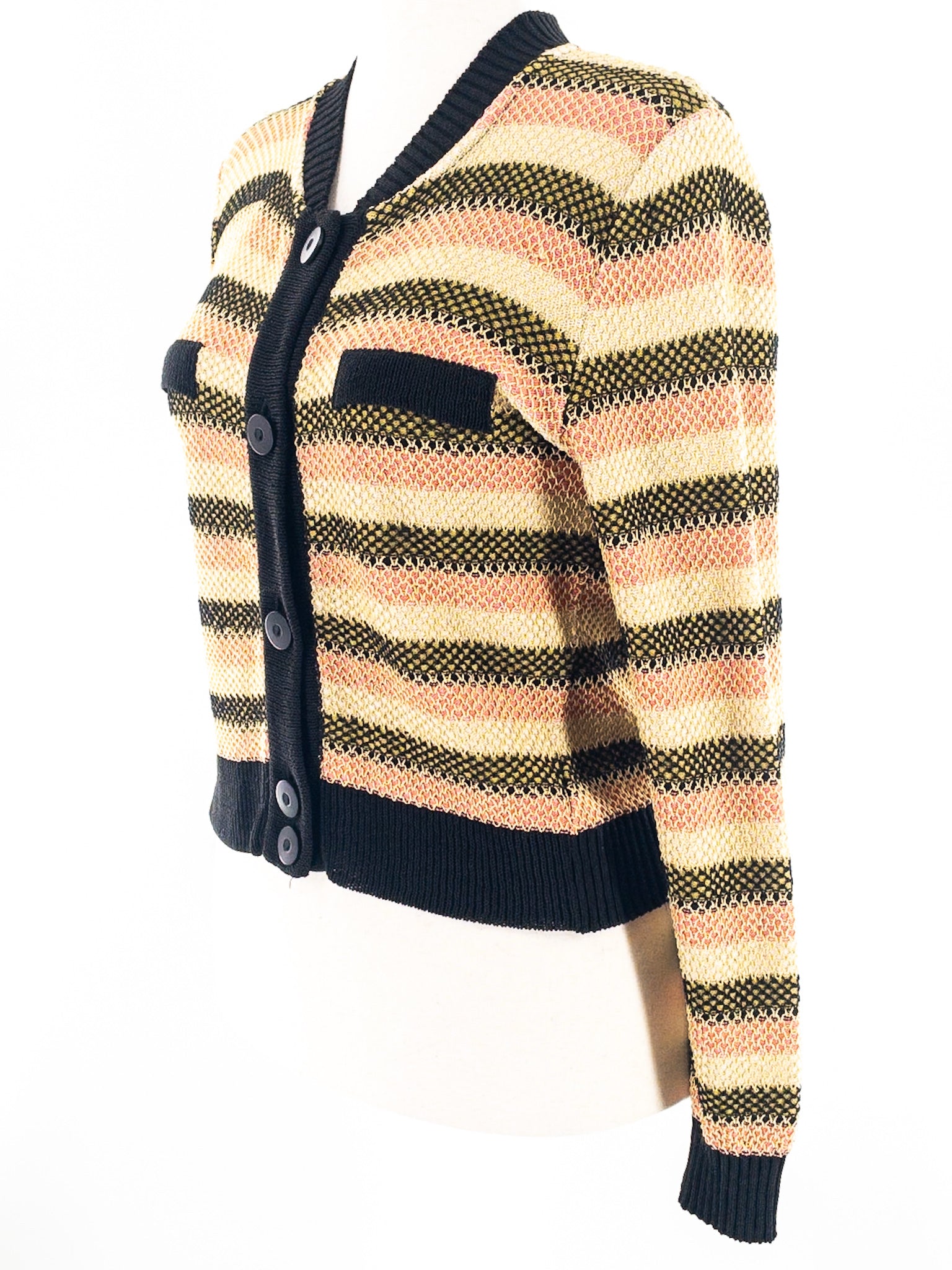 Aldomartins Brown Pink Stripe Cotton Blend Size 6 Cardigan
