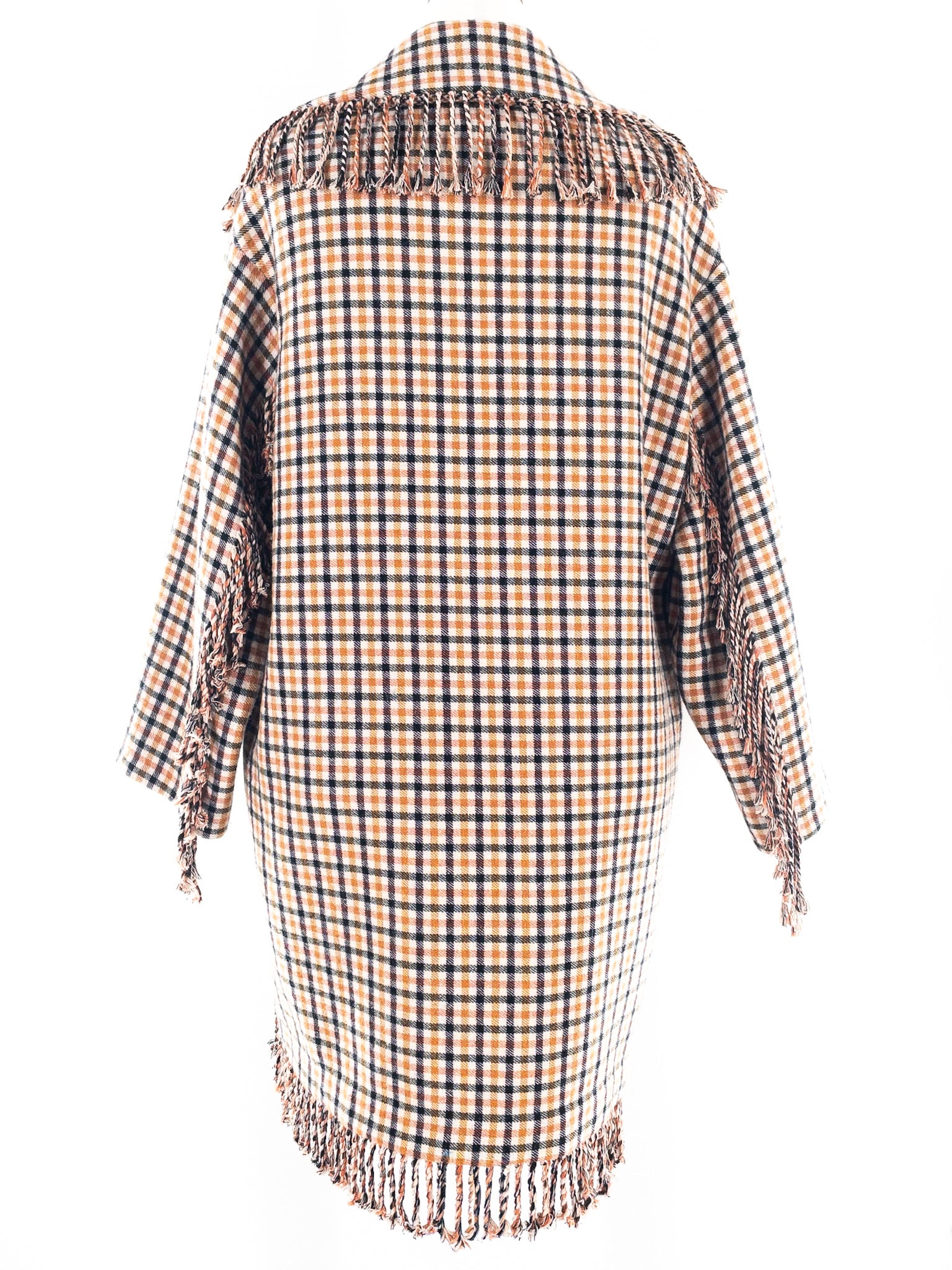 Beatrice Tan Multi Plaid Cotton Blend Size 6 Coat