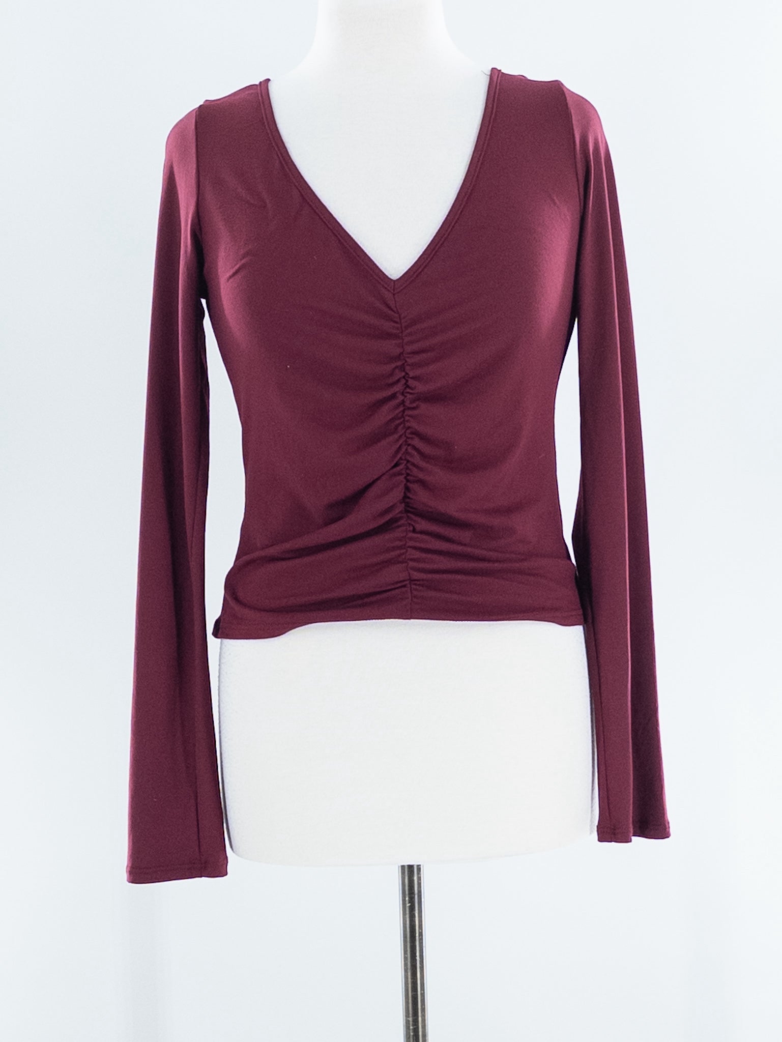 Lulus Wine Polyester Blend Long Sleeve Size L T Shirt