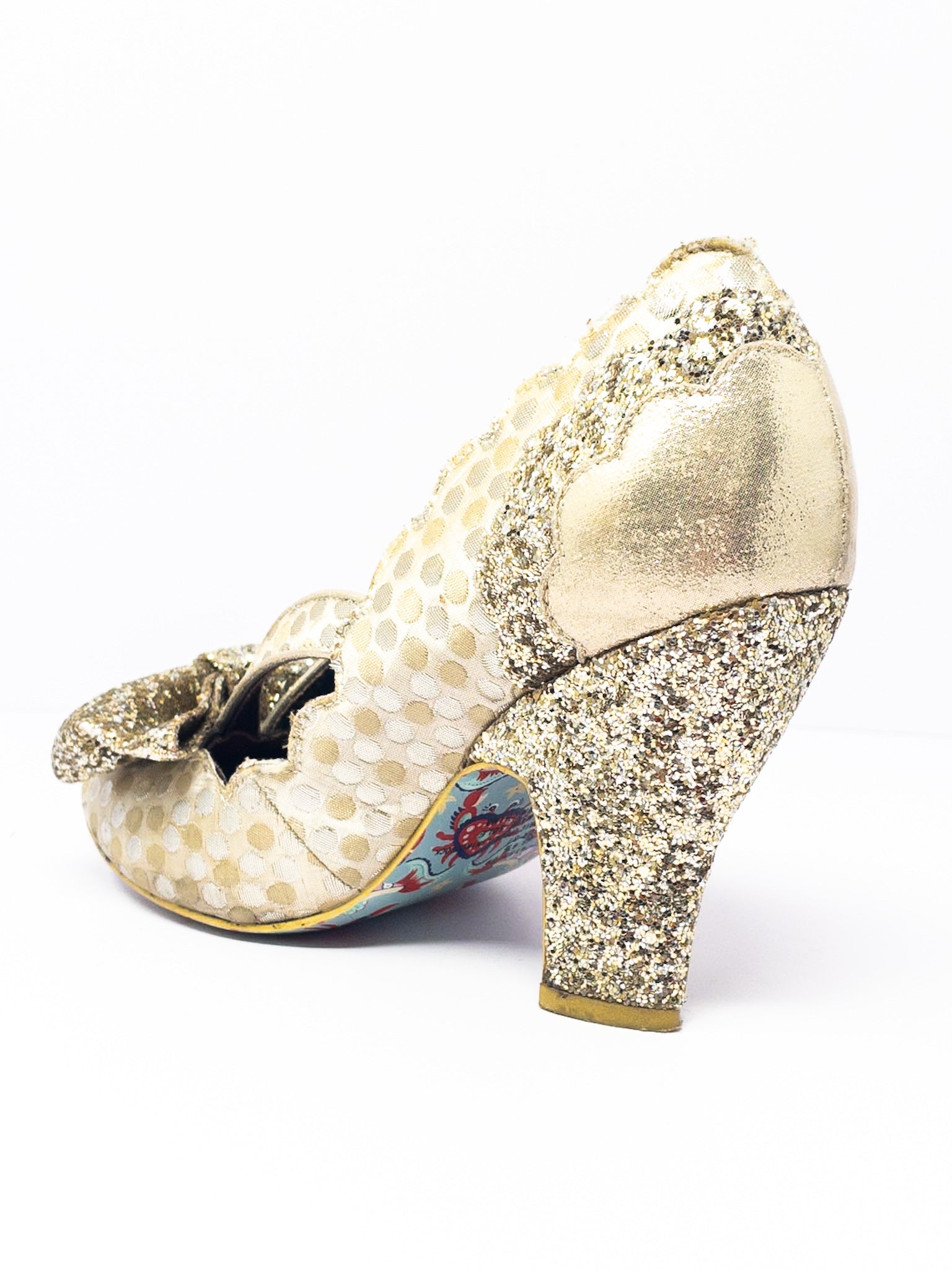 Irregular Choice Gold Silver Glitter Fabric 6.5 Pumps