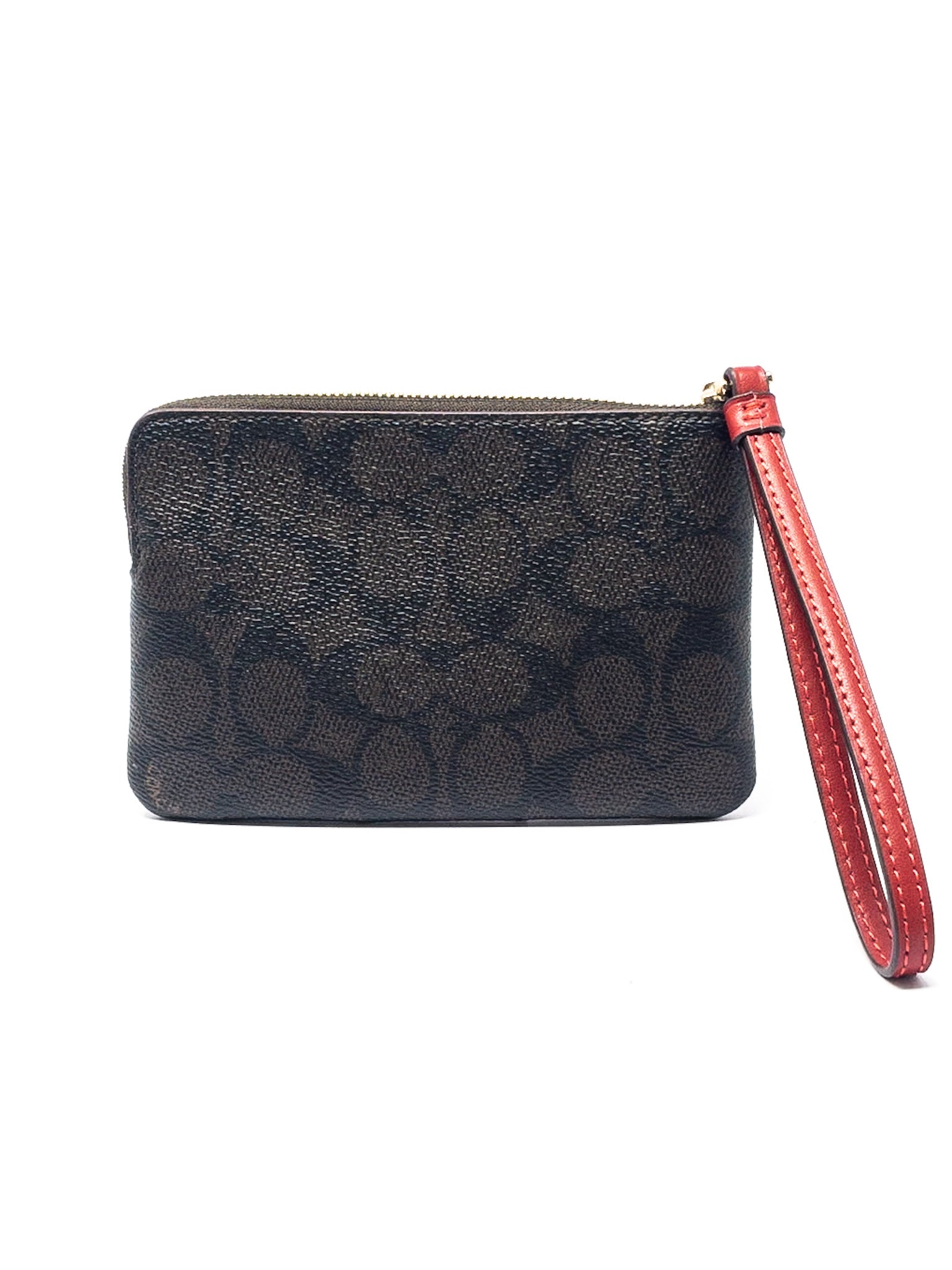 Coach Brown Red Logo Leather Wallet