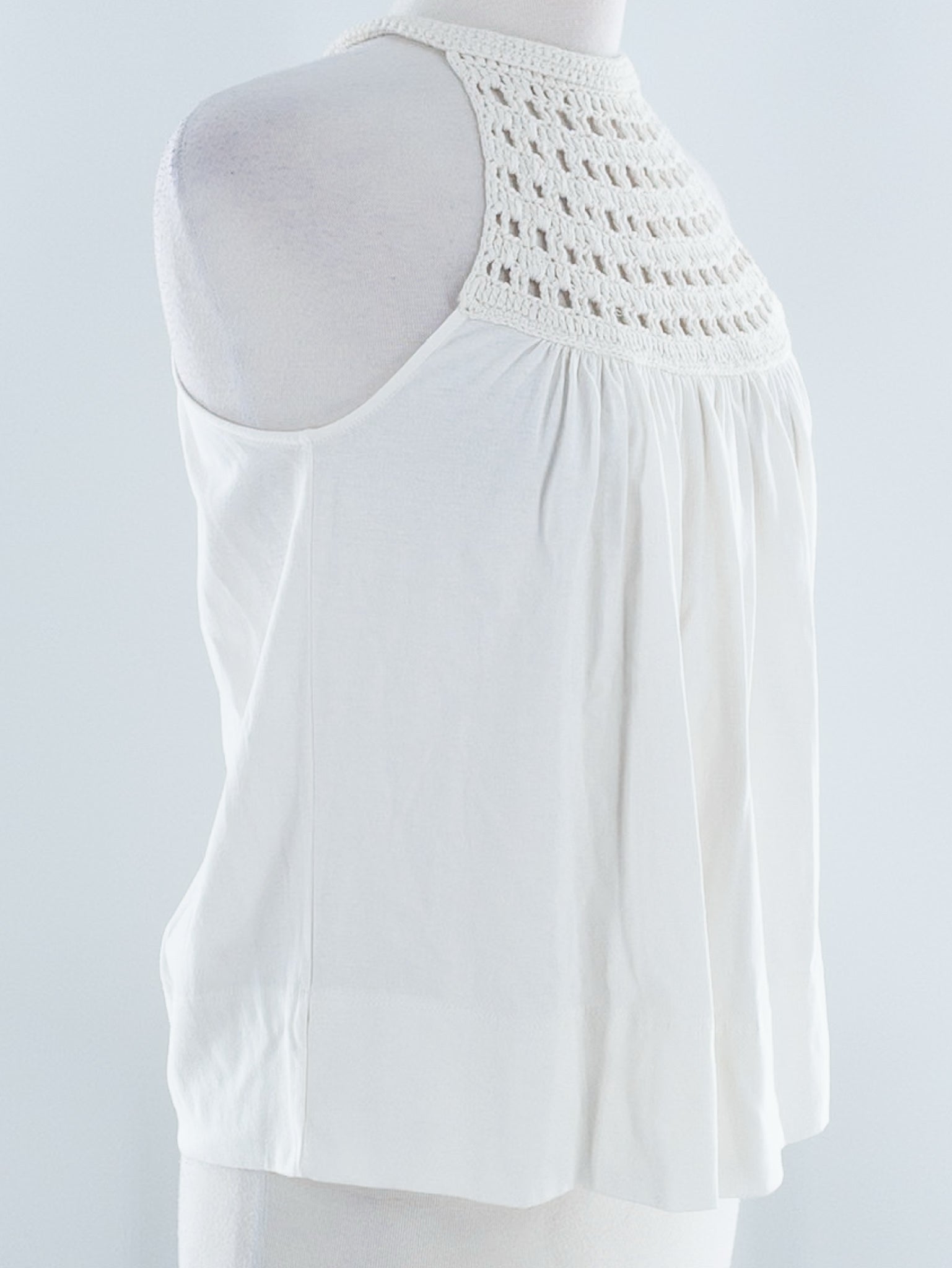 Evereve Cream Crochet Linen Blend Halter Size S T Shirt