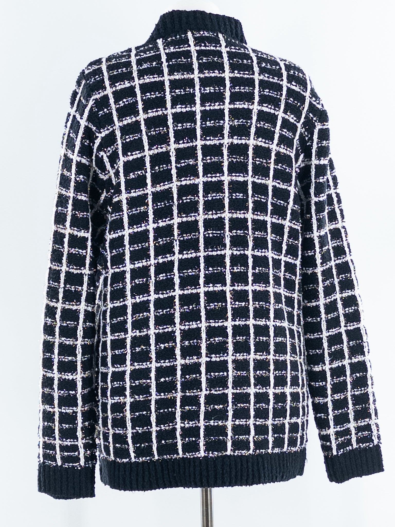 Ann Taylor Black White Tweed Acrylic Blend Size XL Cardigan