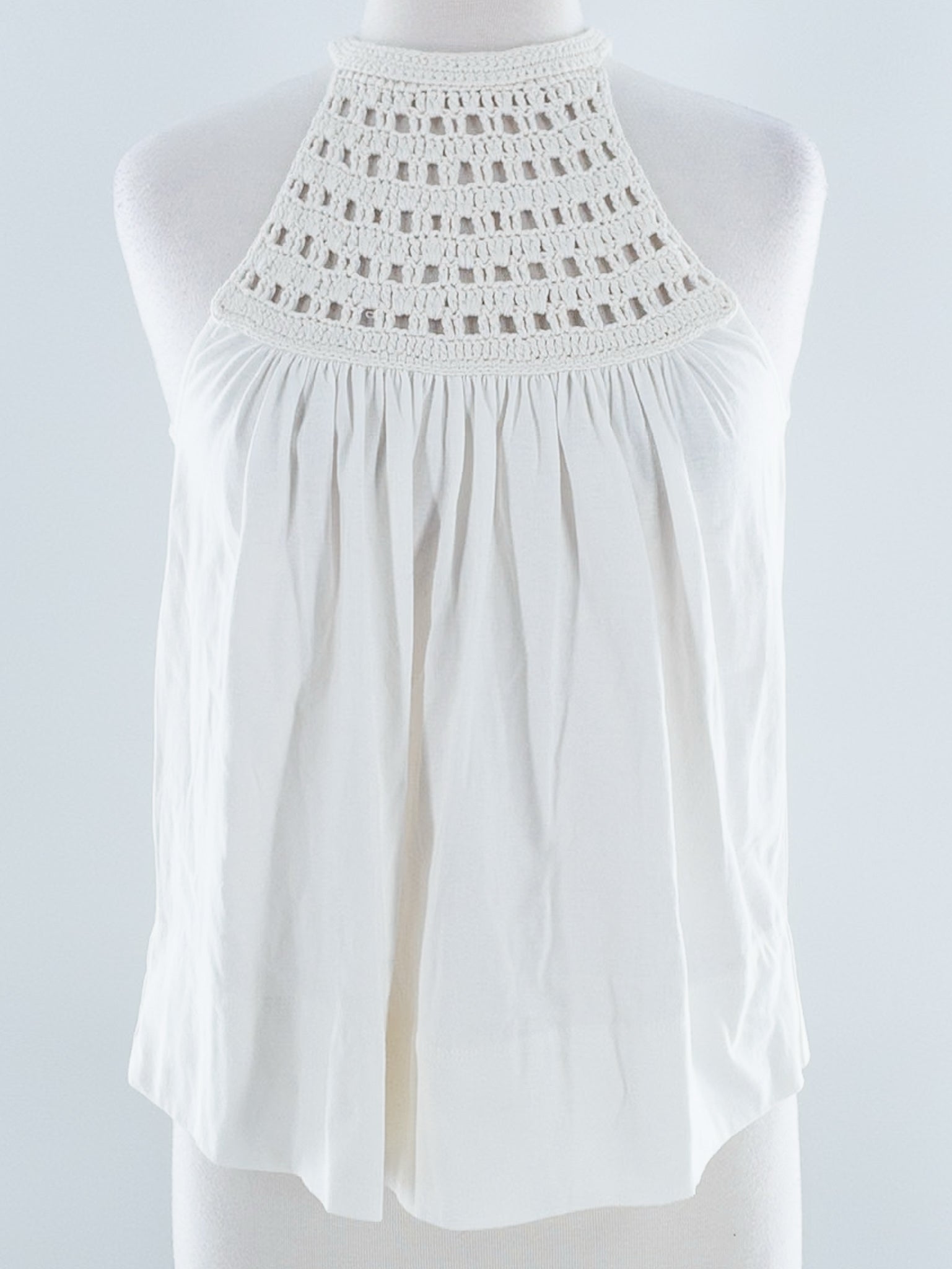 Evereve Cream Crochet Linen Blend Halter Size S T Shirt