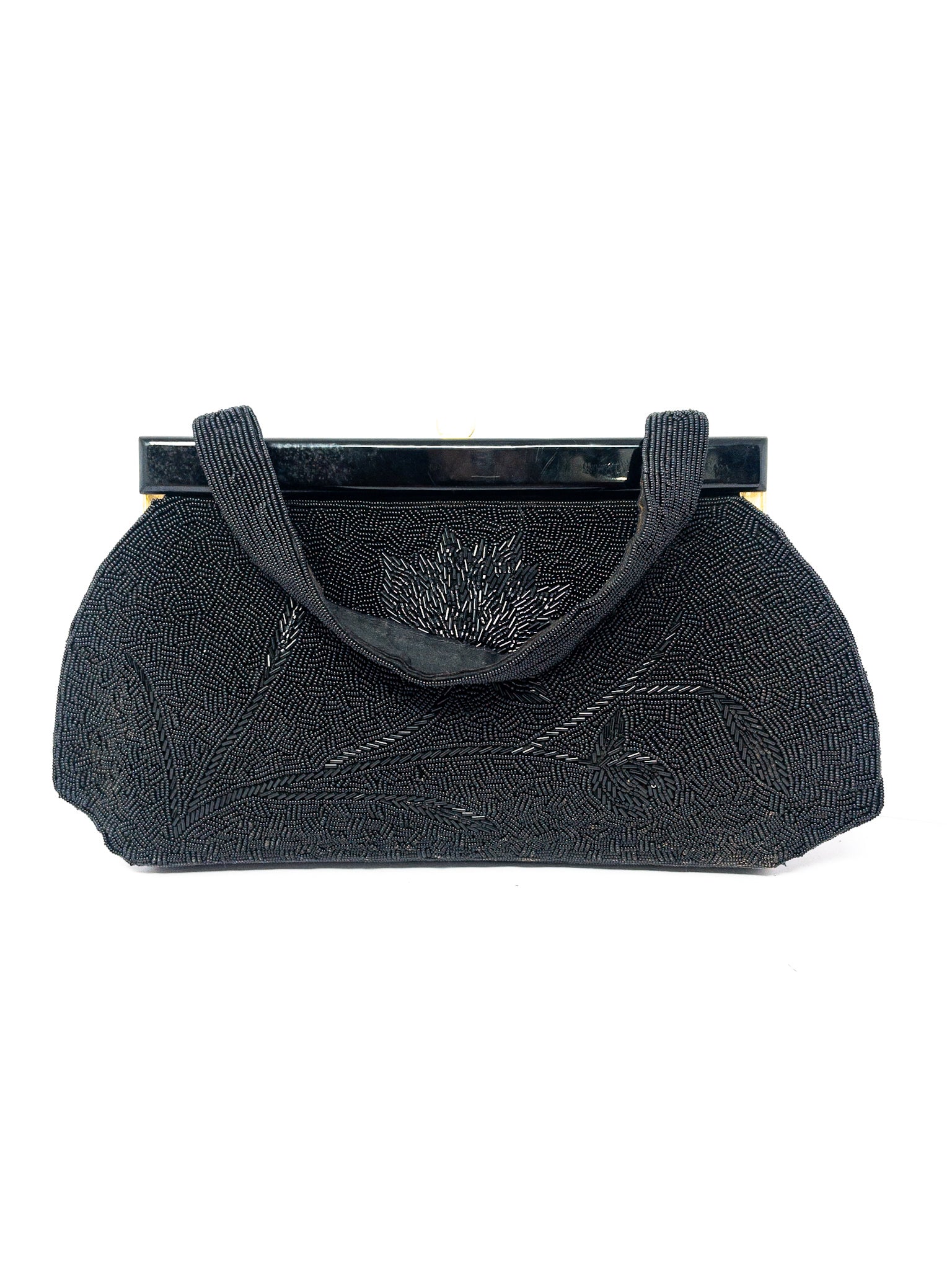 Black Embellished Bamboo Blend Purse
