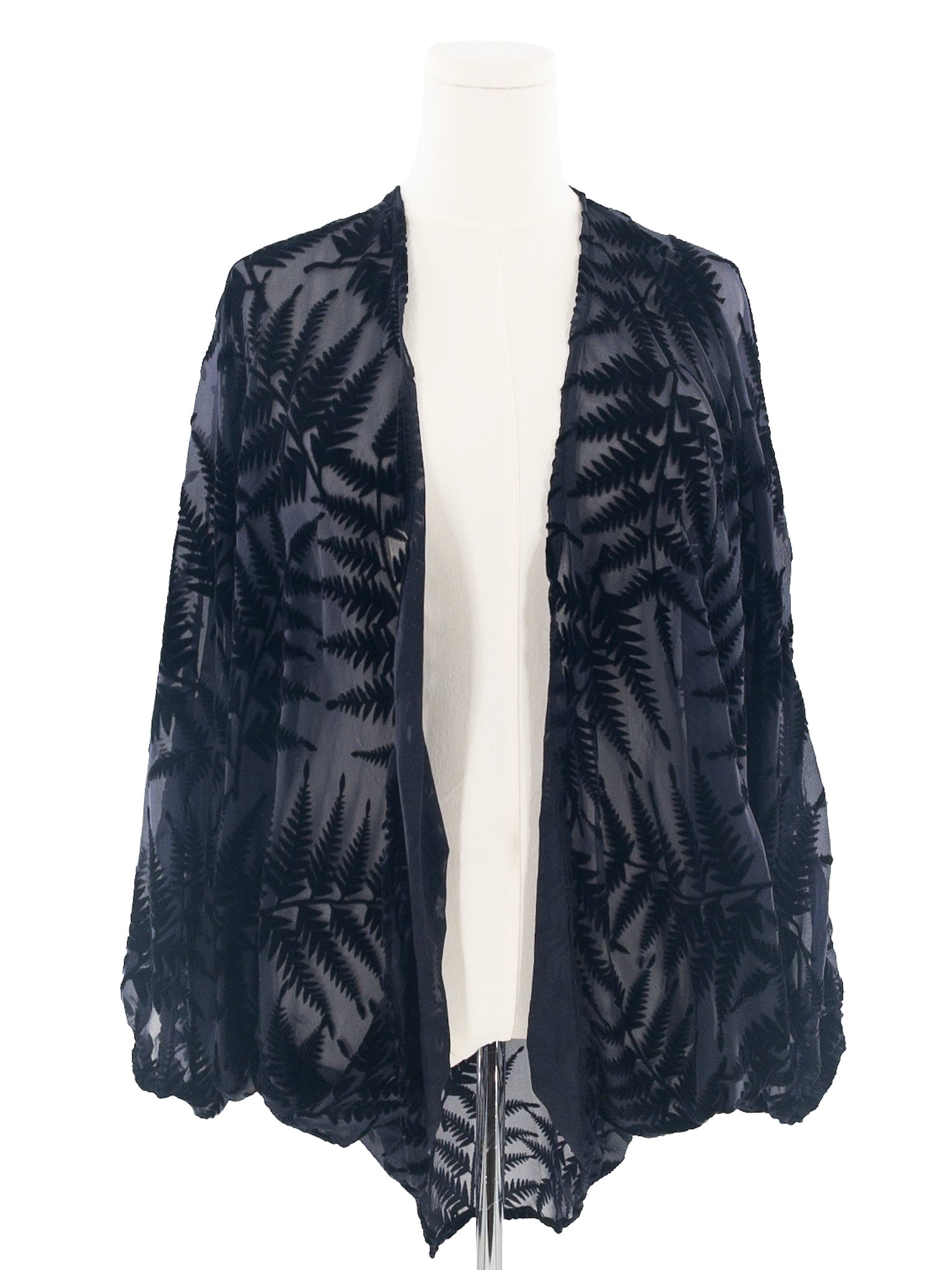 Floreat Navy Open Front Sheer Bat Sleeve Size One Size Blouse