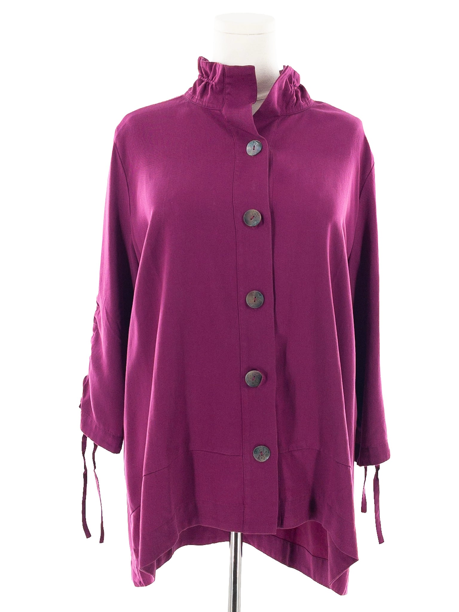 Soft Surroundings Magenta Tencel Ruched Sleeve Size XLP Blouse