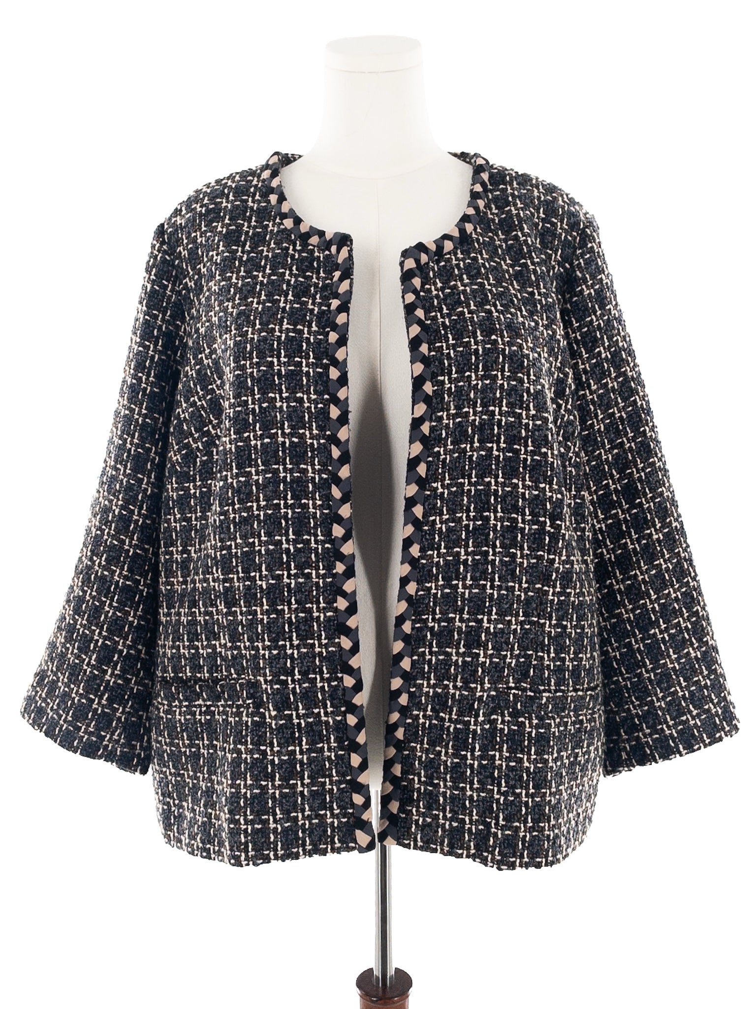 Isaac Mizrahi Charcoal Tan Plaid Wool Blend Size 20W Blazer