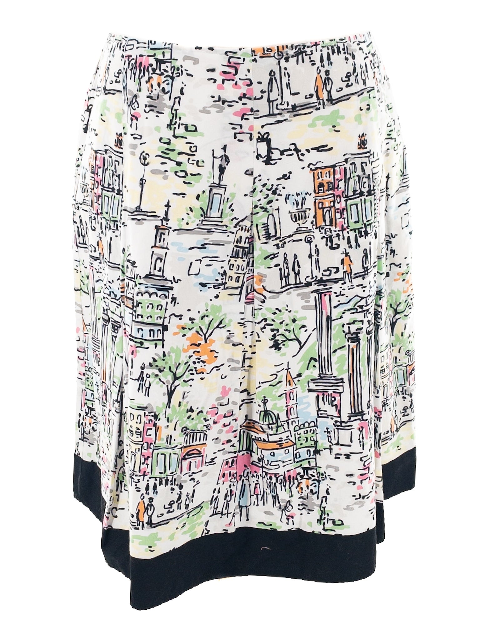 Talbots White Multi Cityscape Cotton Size 16 Skirt