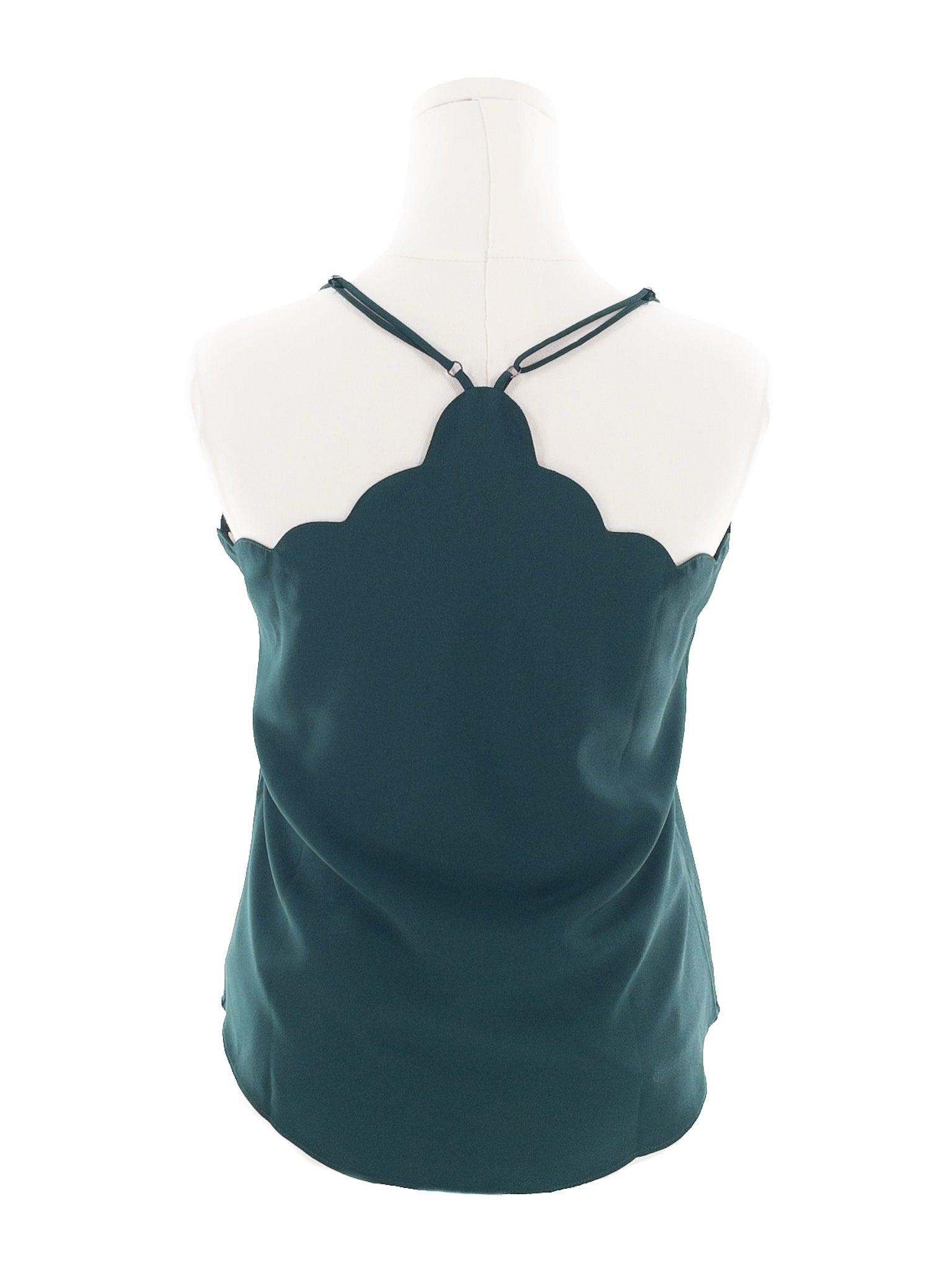 J Crew Bottle Green Polyester Spaghetti Strap Size 8 Blouse