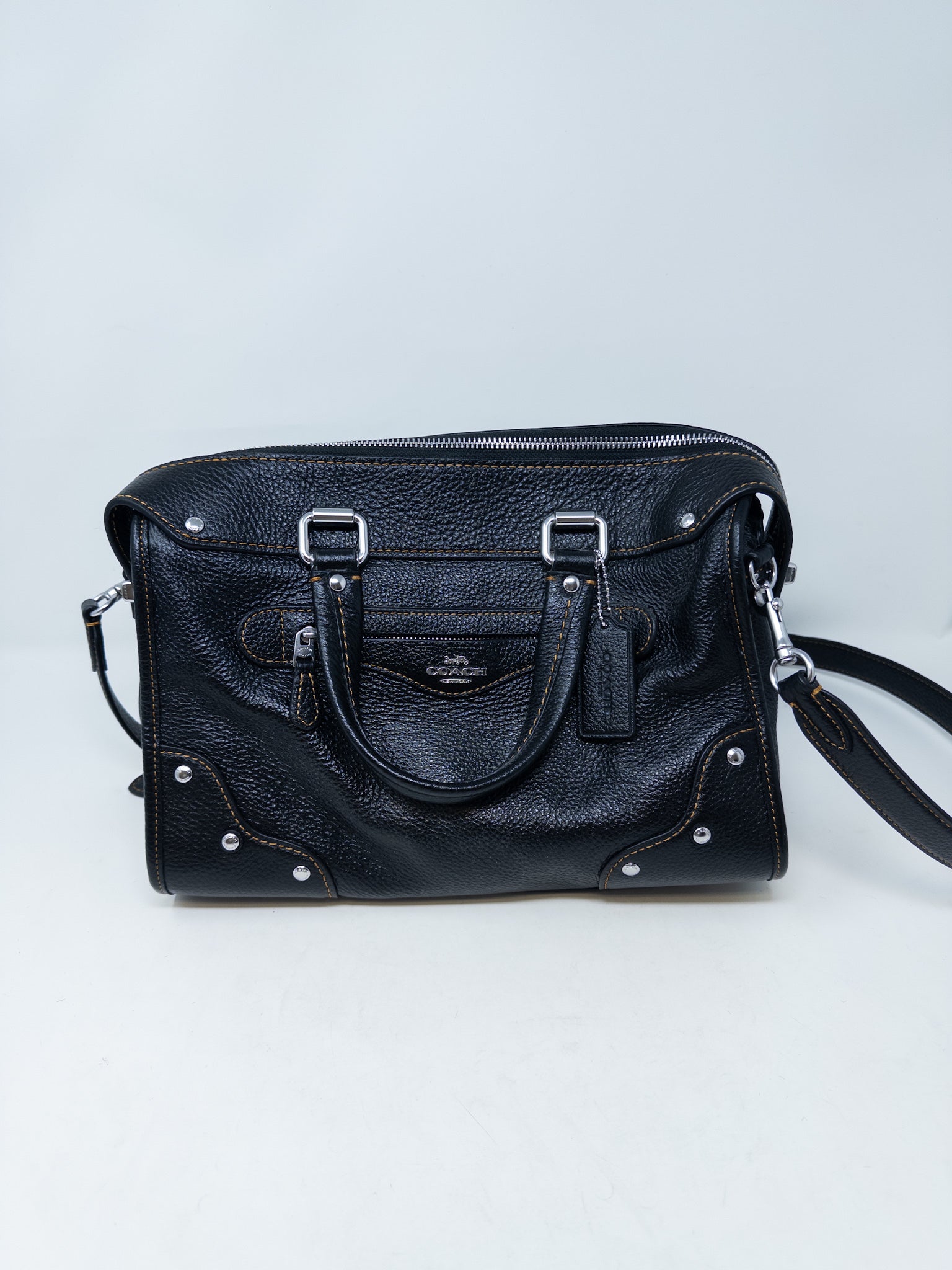 Coach Black Silver Pebble Leather Purse