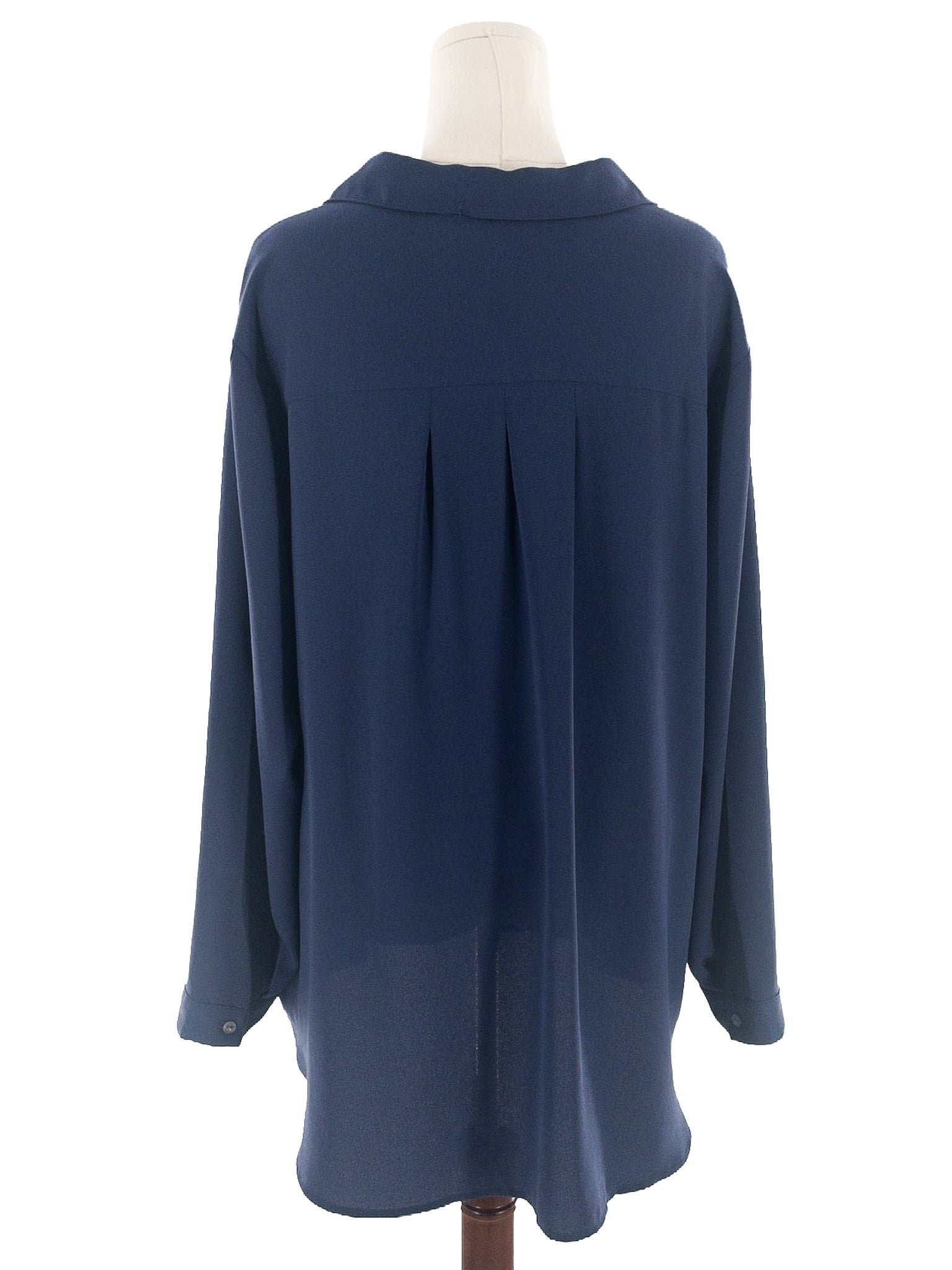 J Jill Navy Polyester Long Sleeve Size 2X Blouse