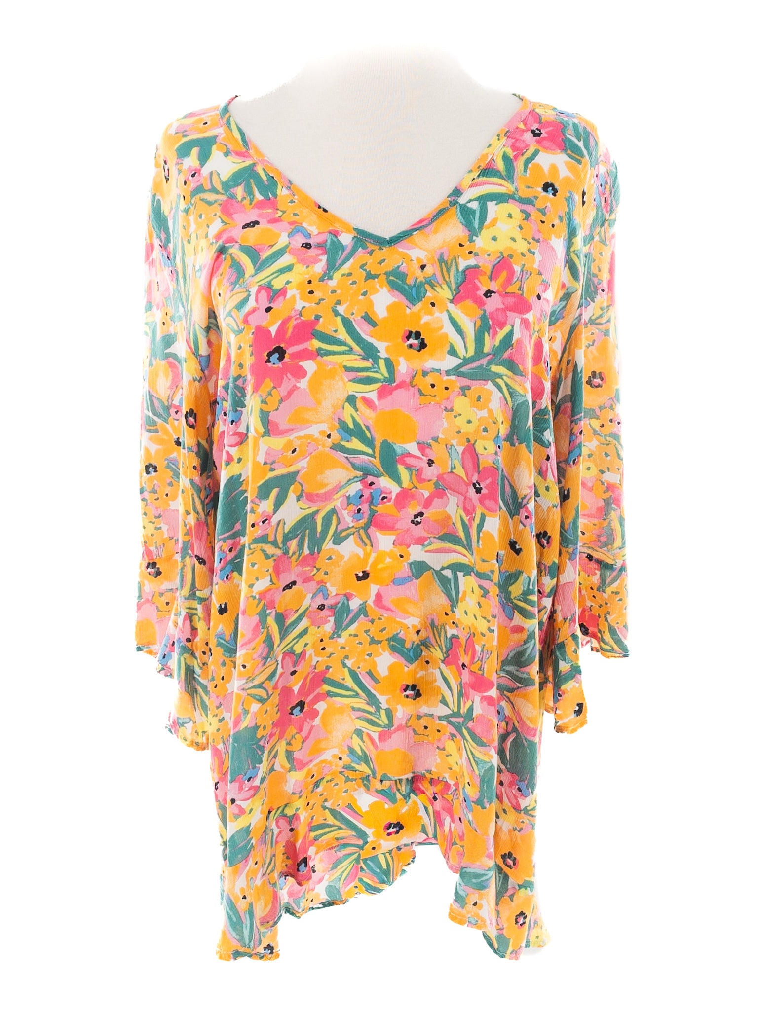 Anne Cole Multi-Color Floral Rayon Size XS Swim Cover-Up