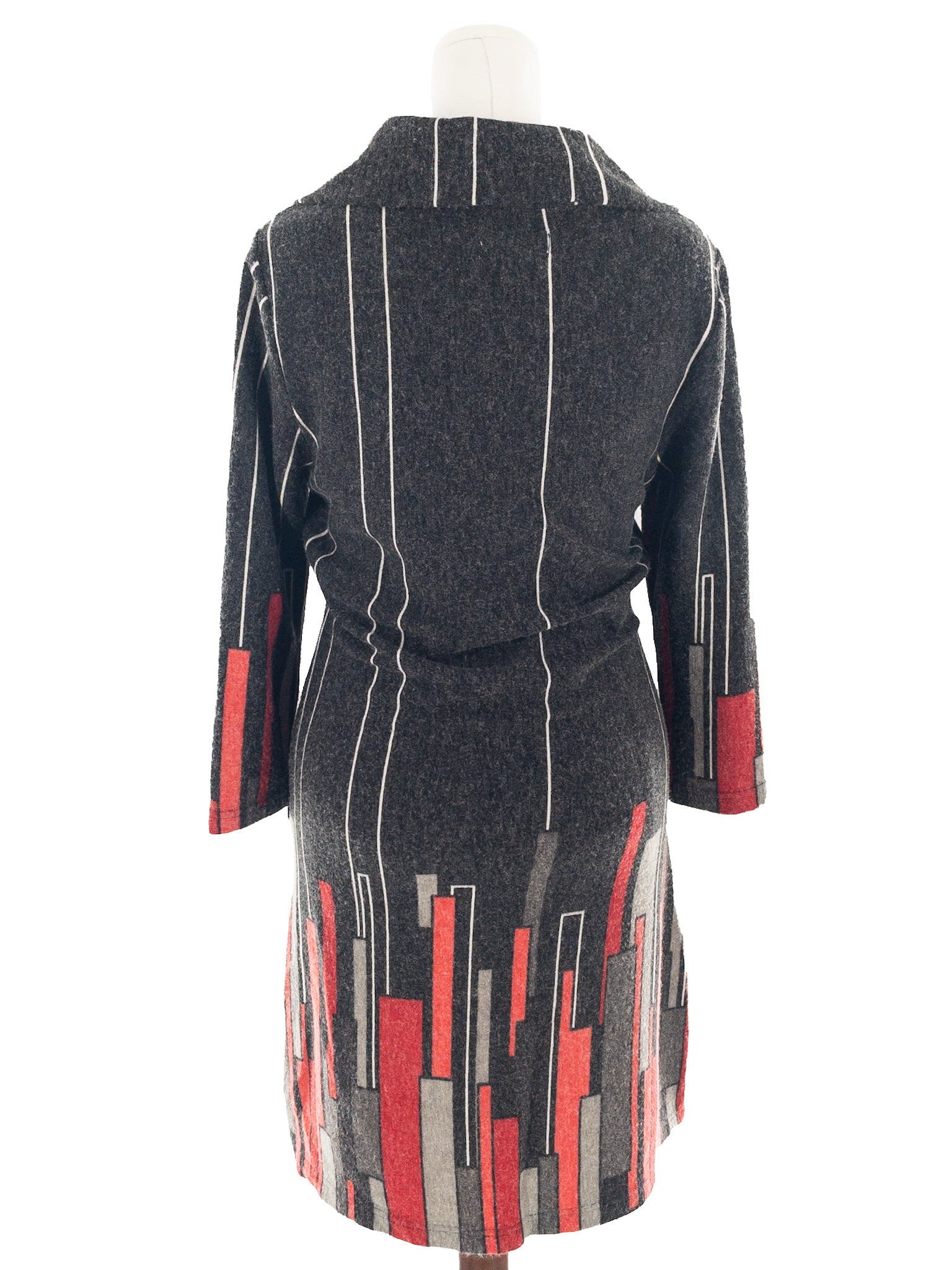 Papillon Charcoal Zip Acrylic Blend Long Sleeve Size L Dress