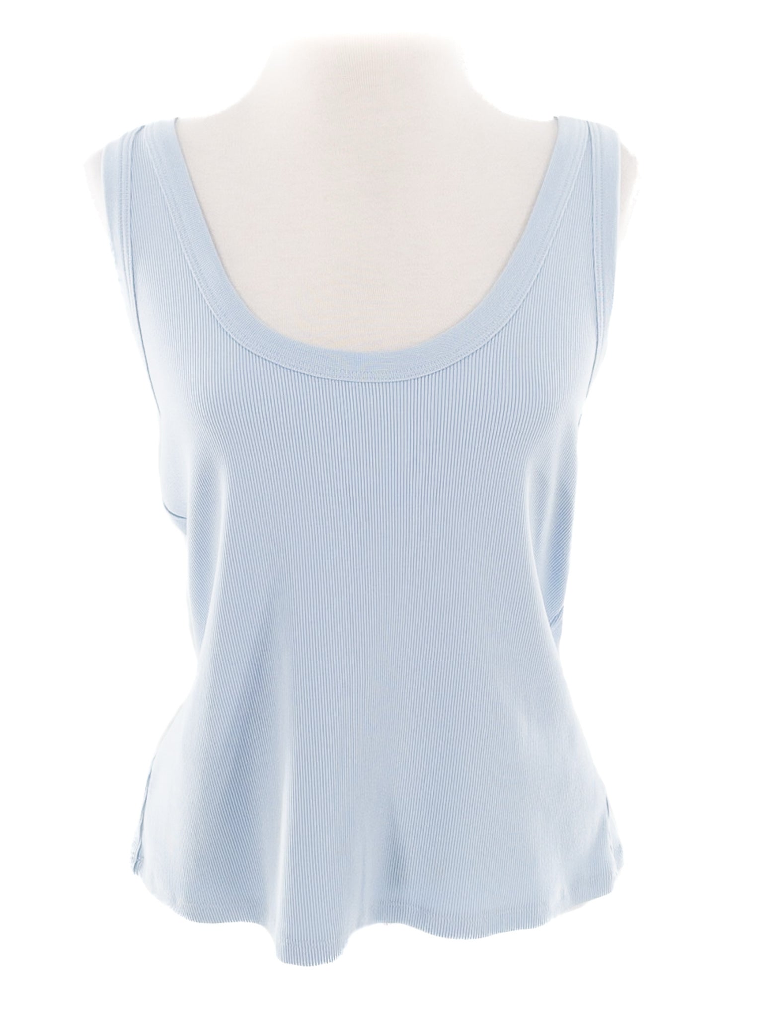 Veronica Beard Light Blue Ribbed Cotton Blend Racerback Size M T Shirt
