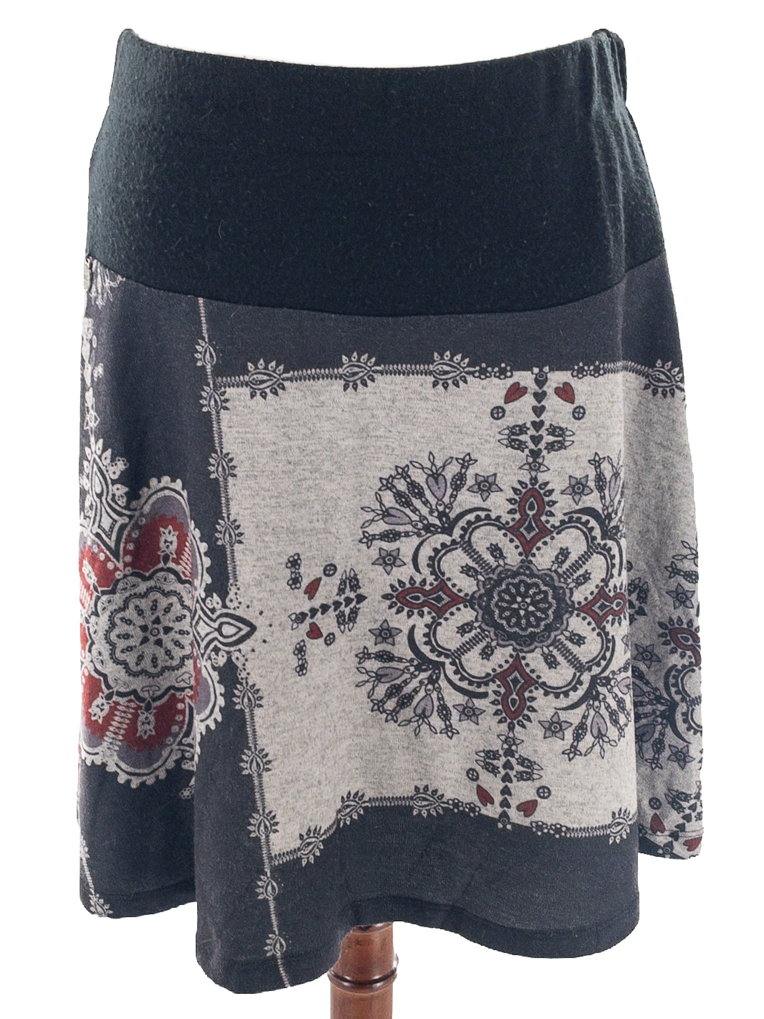 Mismash Charcoal Floral Polyester Blend Size XL Skirt