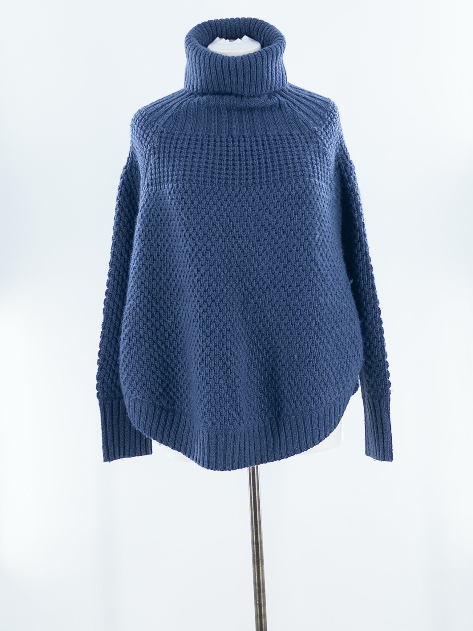 Prana Blue Cable Wool Blend Size M Turtleneck