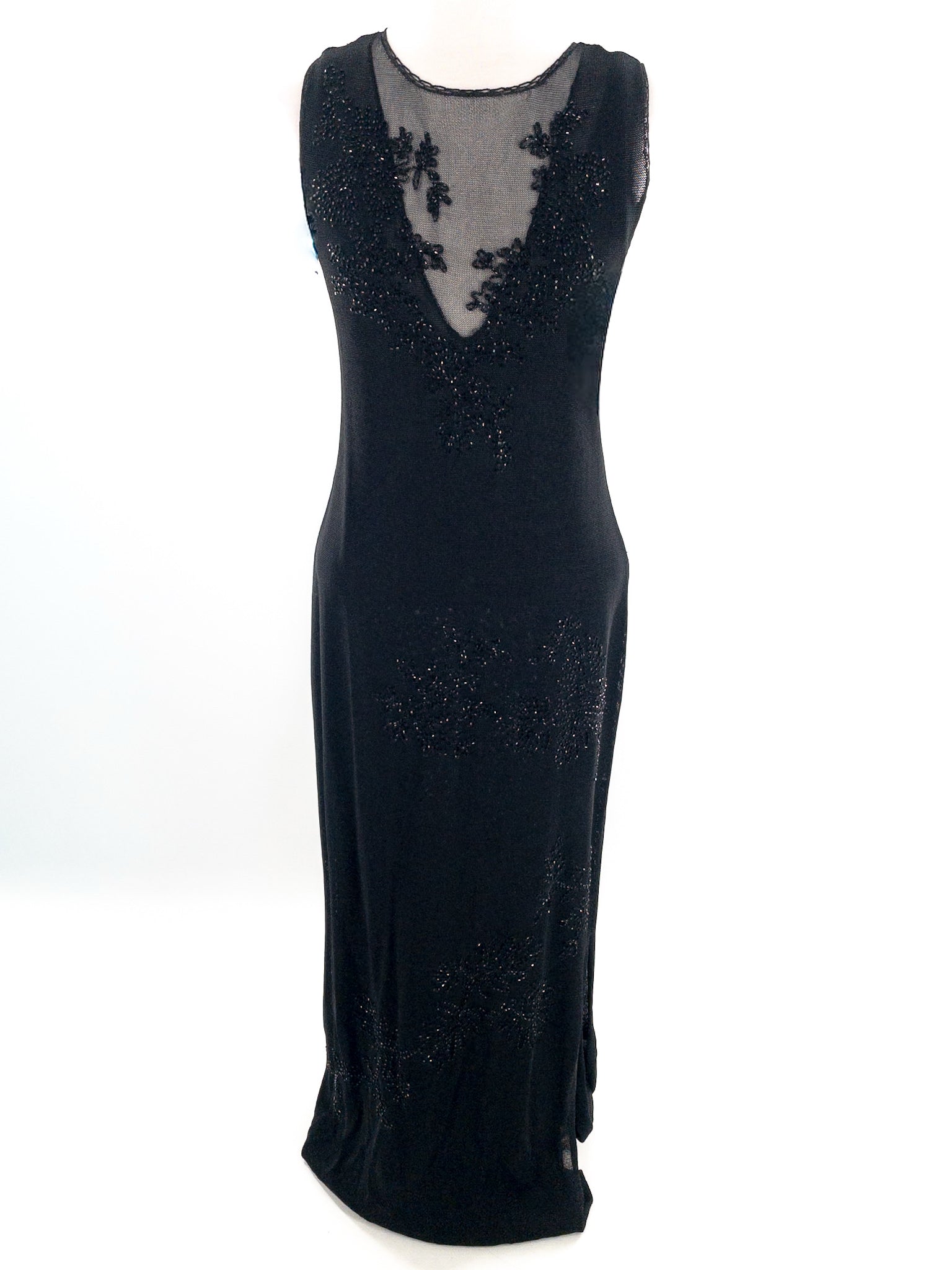 Dana Buchman Black Embellished Viscose Blend Sleeveless Formal/Evening Wear