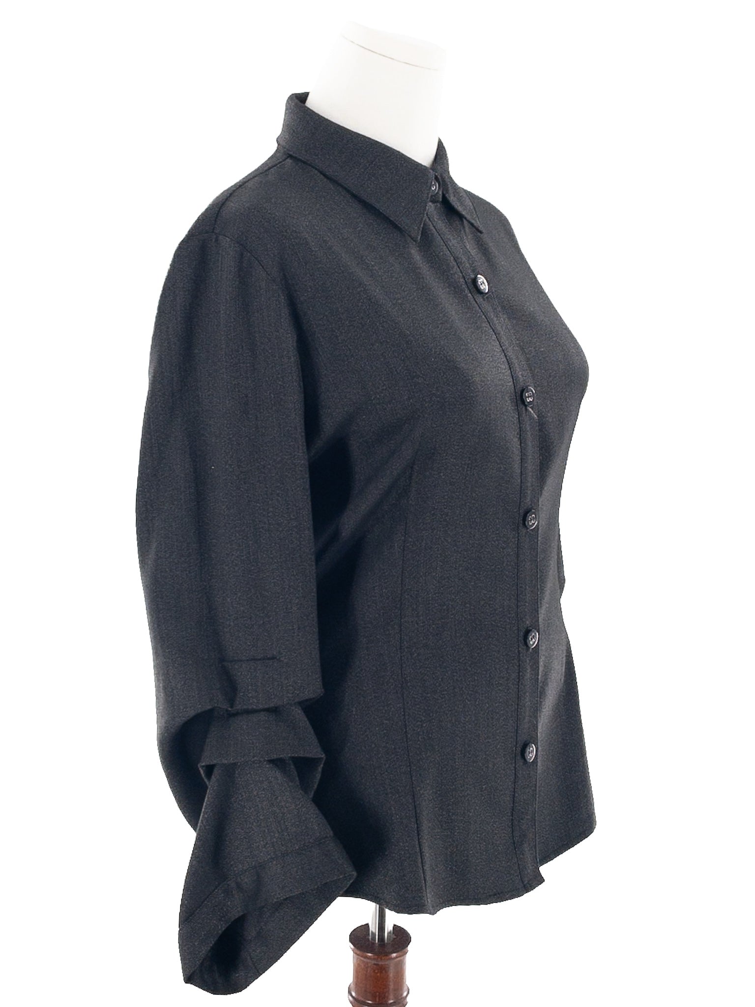 Penta Charcoal Ruched Polyester Long Sleeve Size 10 Blouse