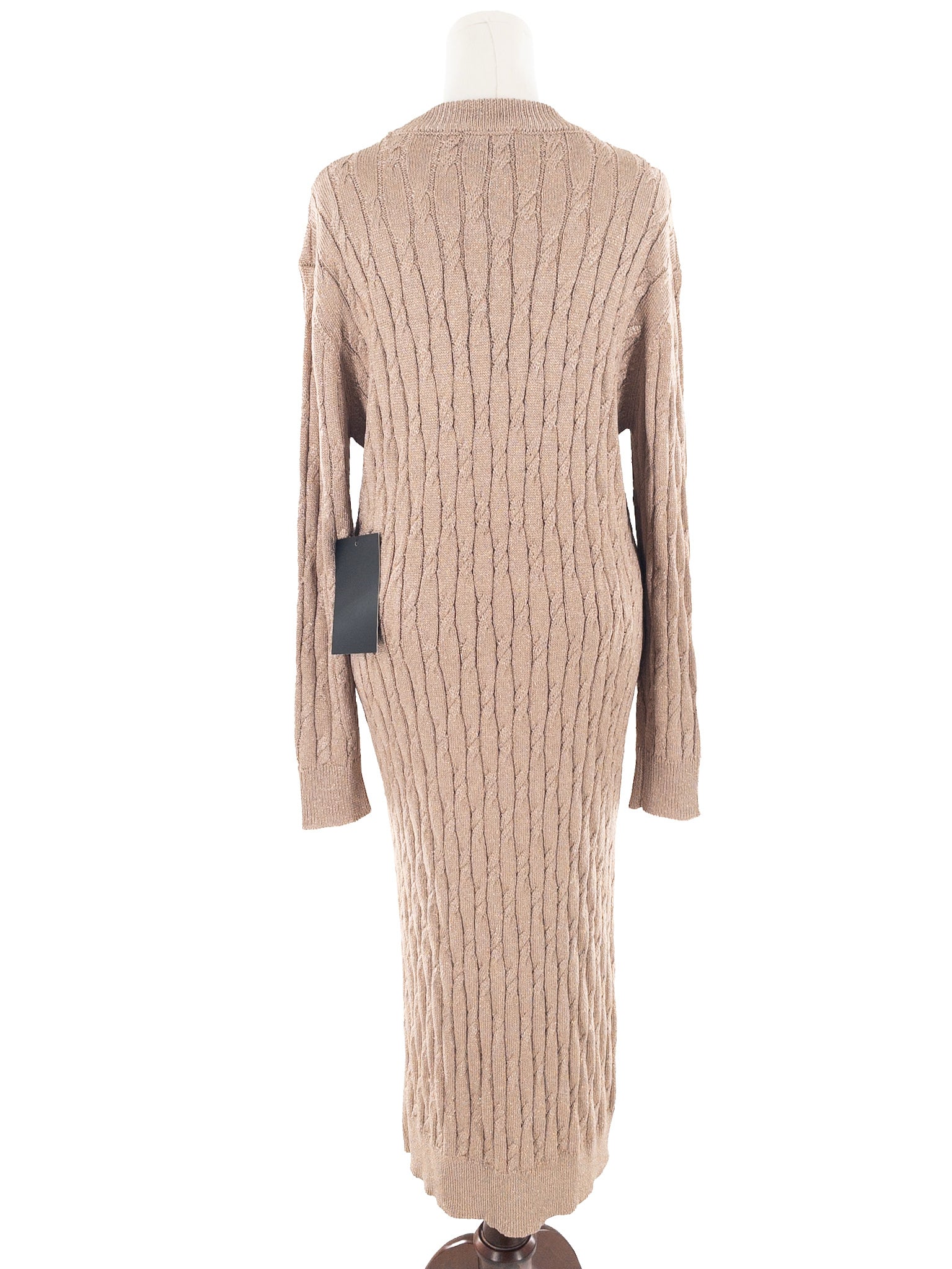 Tuckernuck Gold Metallic Cable Viscose Blend Long Sleeve Size L Dress