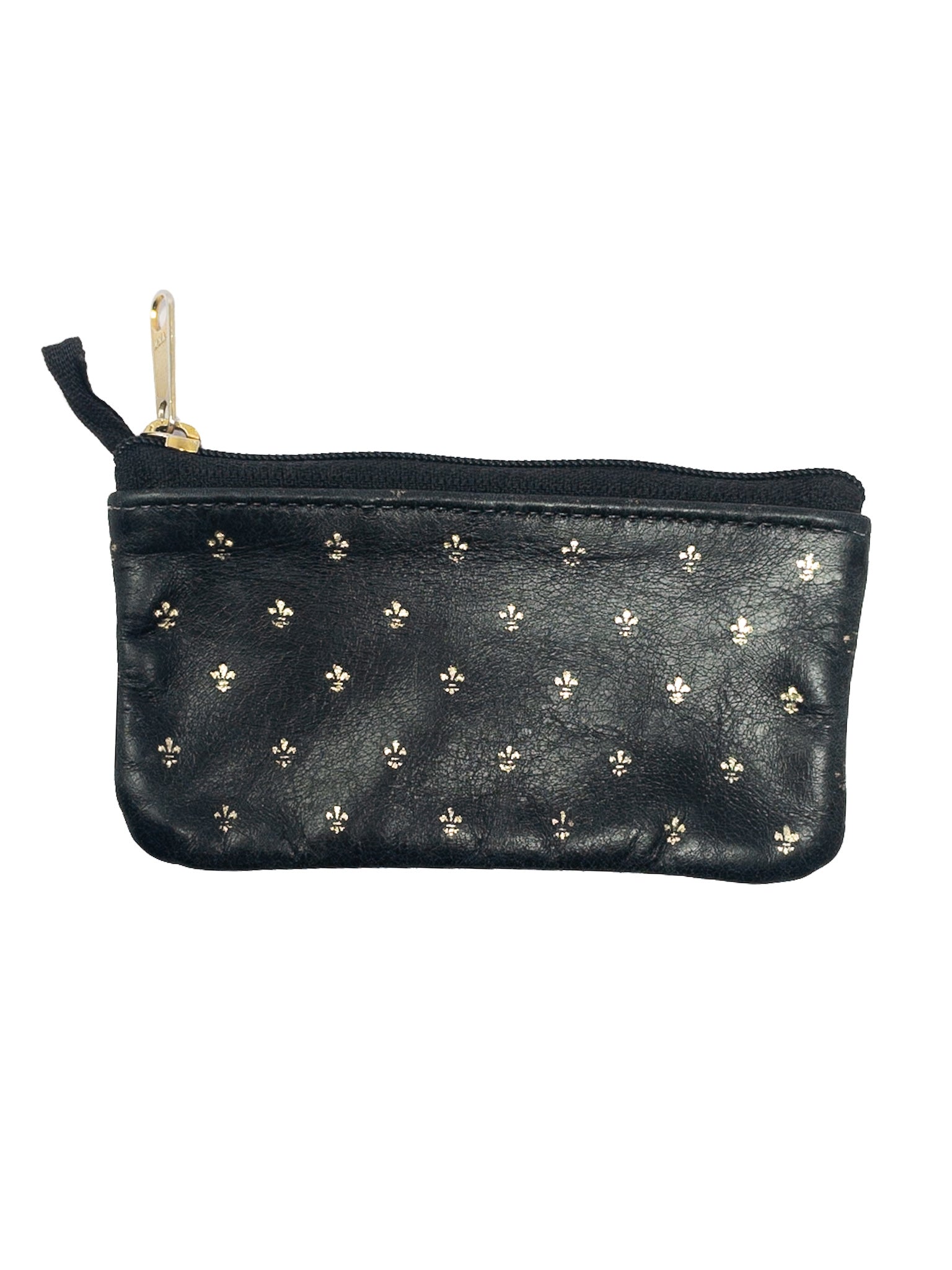 Black Gold Zip Leather Wallet