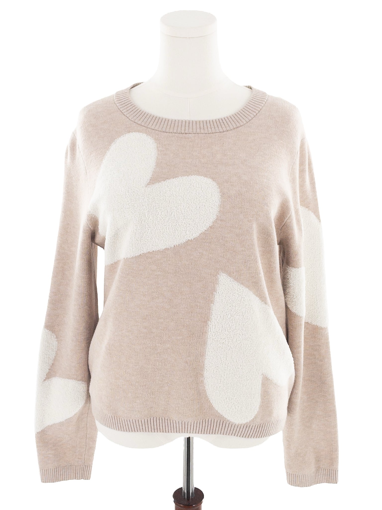 Cynthia Rowley Tan Cream Applique Polyester Blend Size XL Sweaters