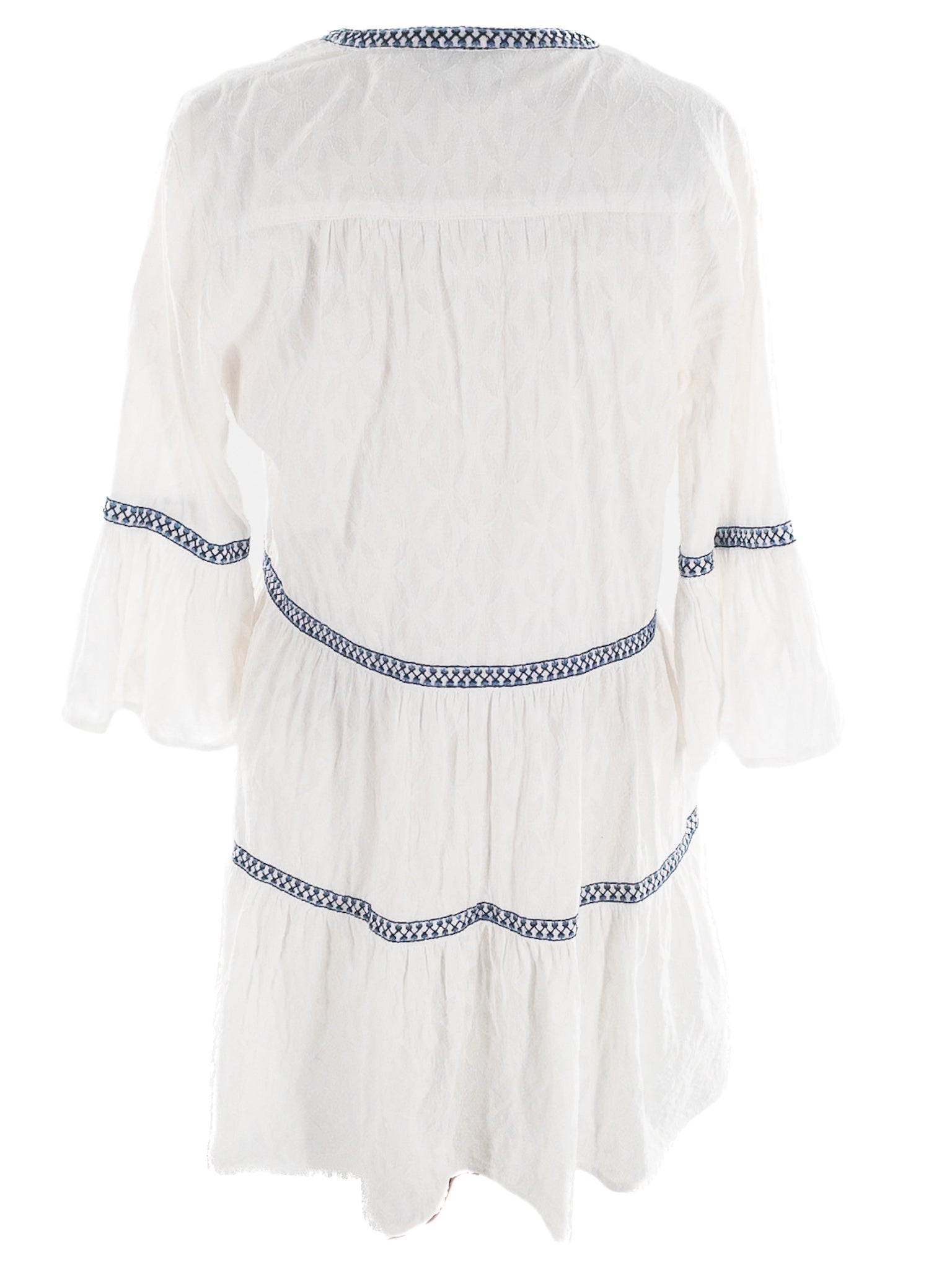 Tommy Bahama White Blue Tiers Cotton Long Sleeve Size S Dress