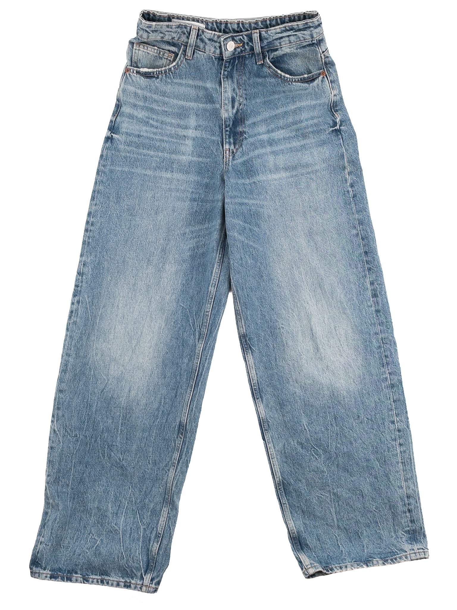 Zara Blue Washed Cotton Balloon Size 2 Jeans