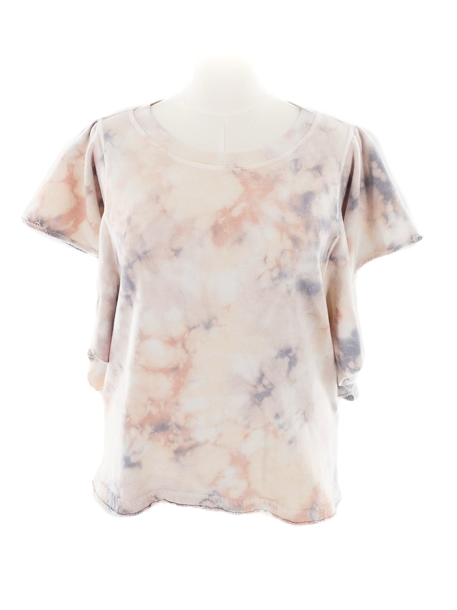 Michael Stars Cream Blue Tie Dyed Cotton Blend Sweatshirt