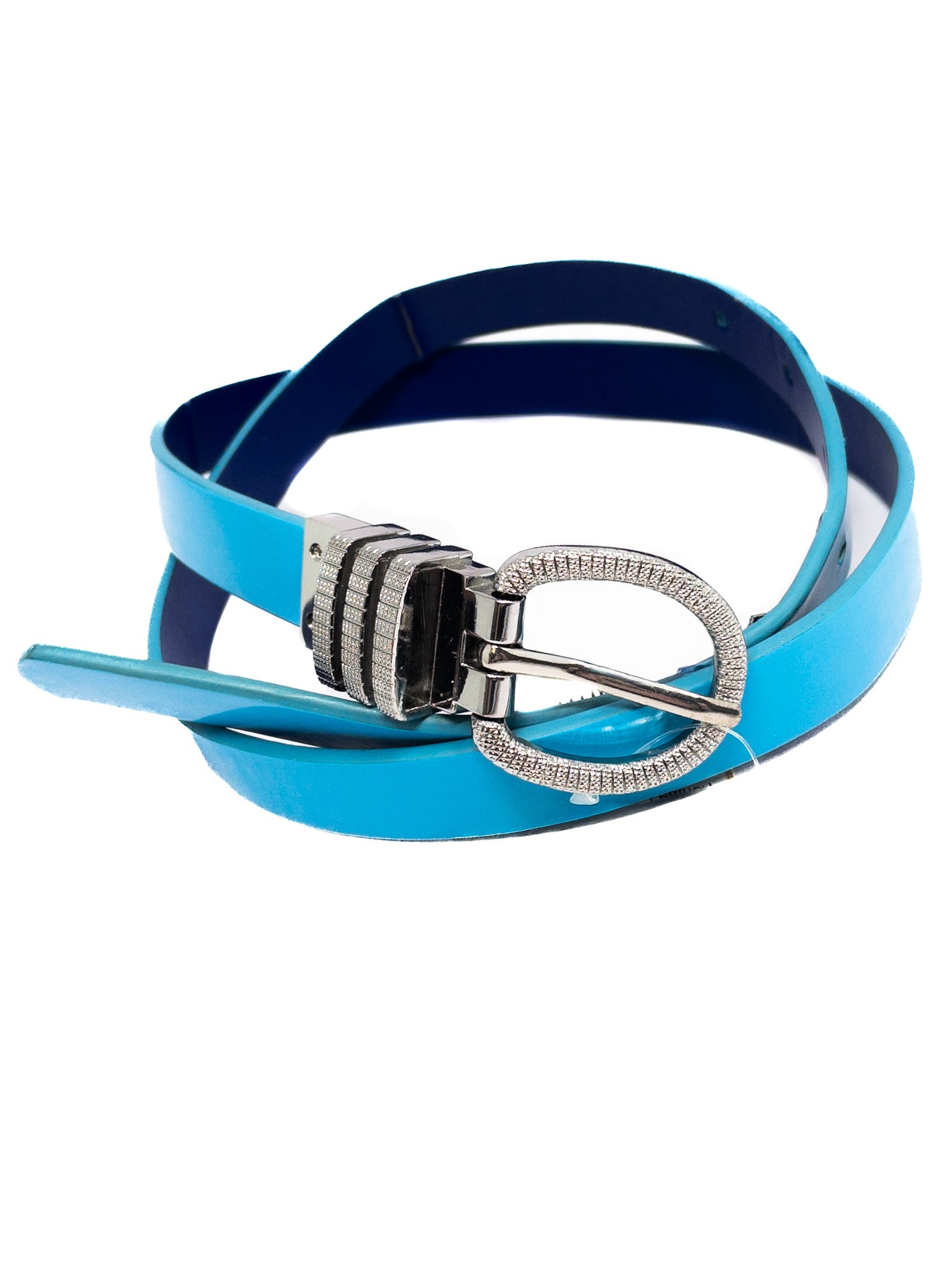 Teal Blue Buckle Leather Belts