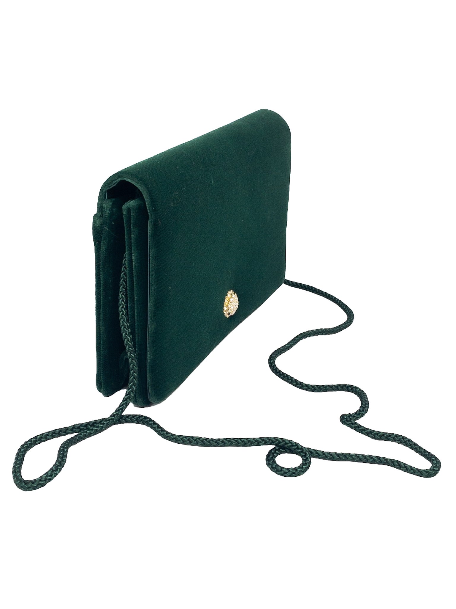 Emerald Rhinestone Velvet Clutch