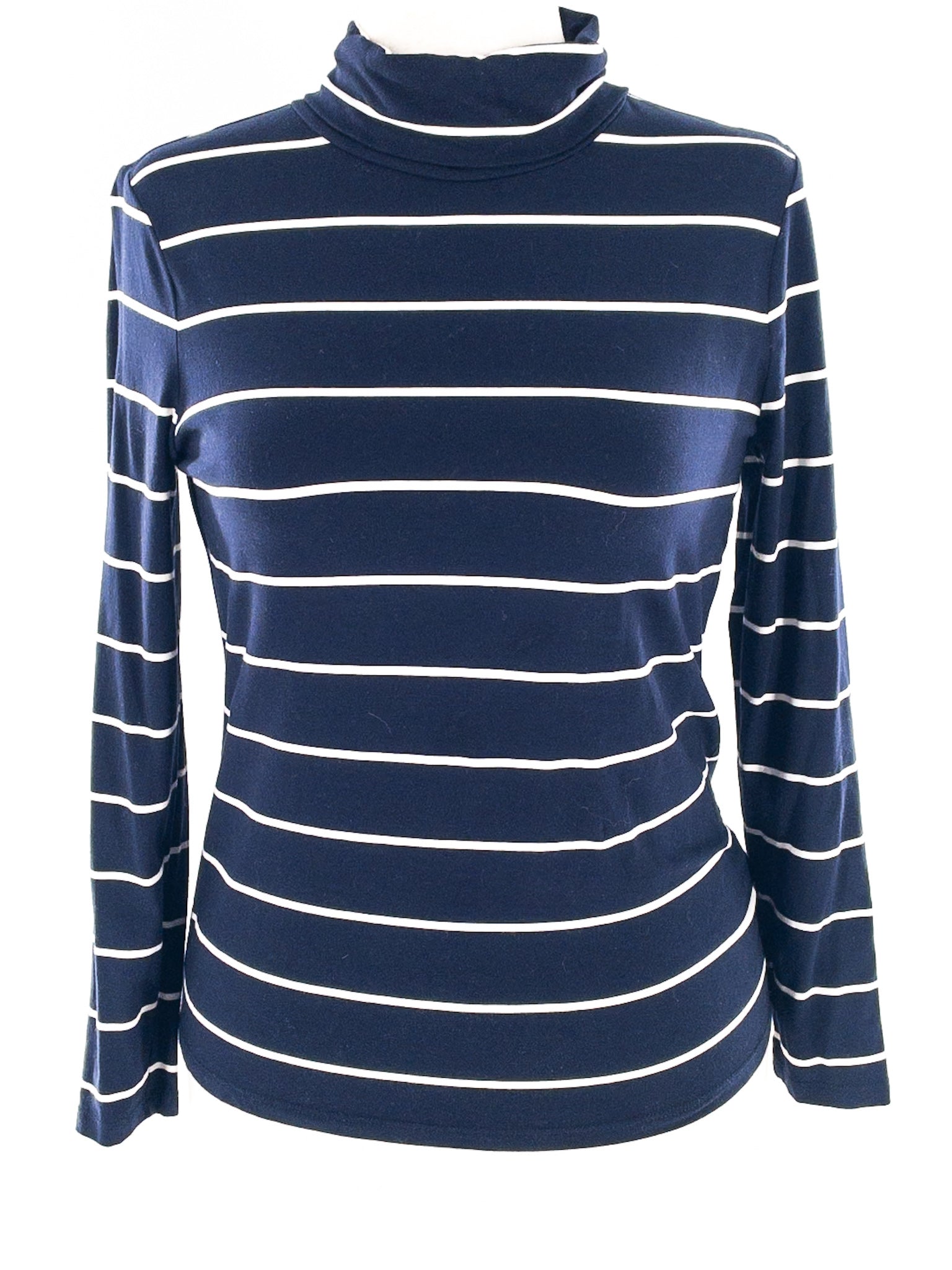 Talbots Navy White Stripe Cotton Blend Turtleneck Size MP T Shirt