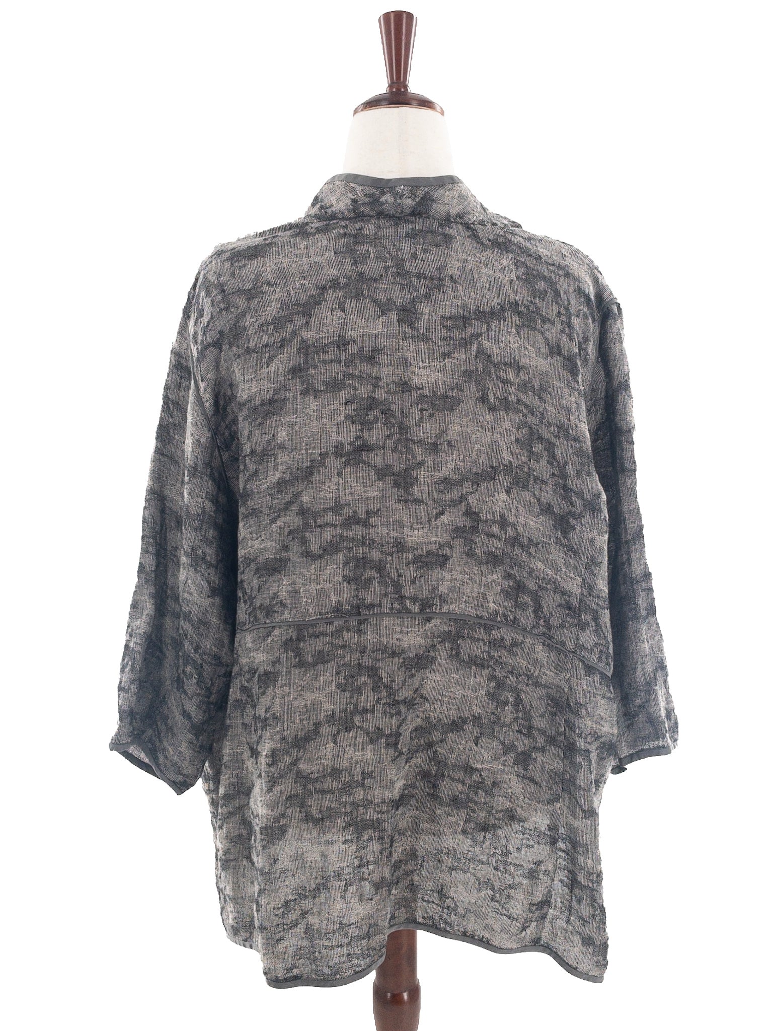 Eileen Fisher Taupe Gray Print Linen Blend Size 3X Blazer
