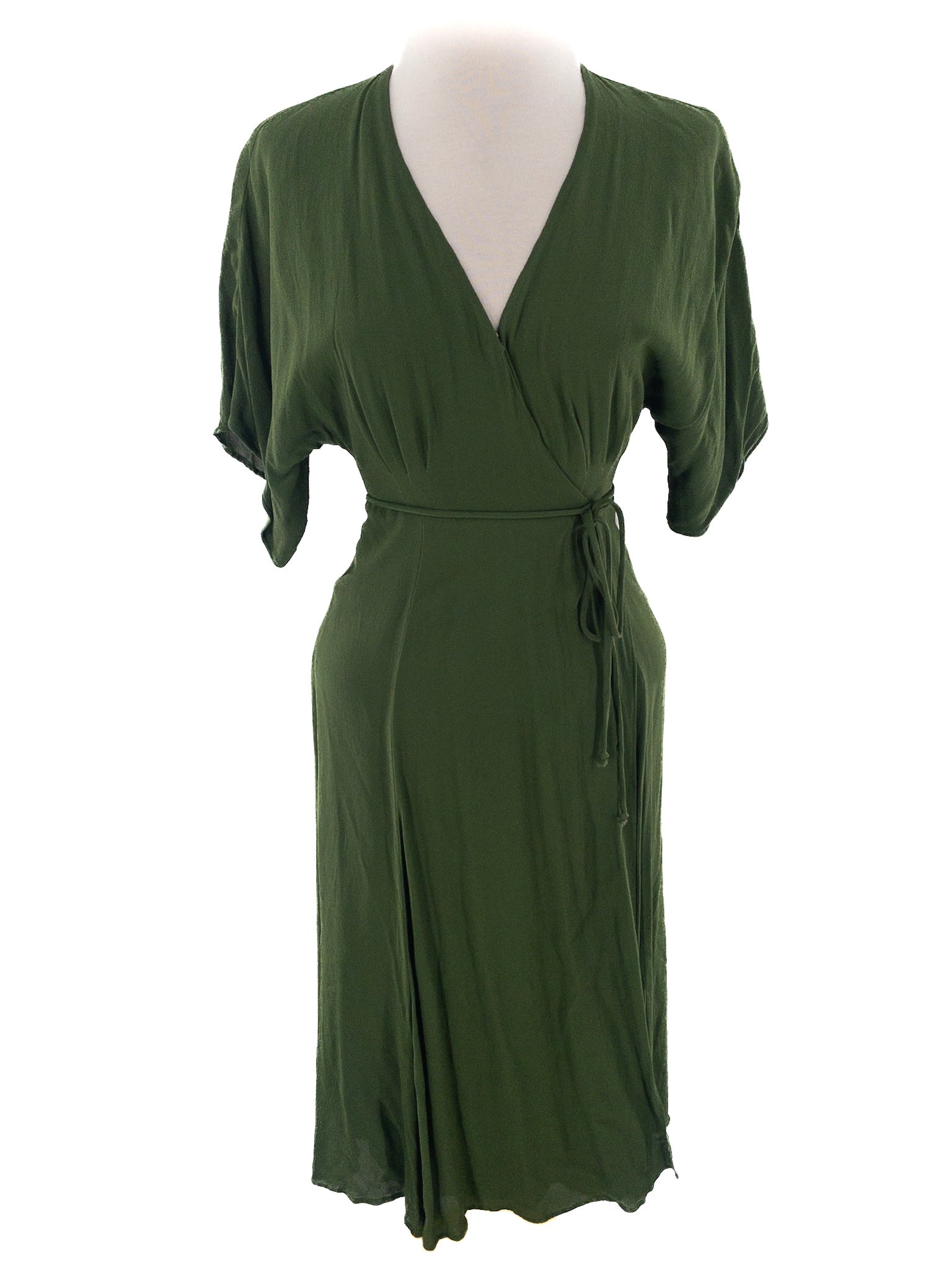 Reformation Olive Wrap Viscose Short Sleeve Size S Dress