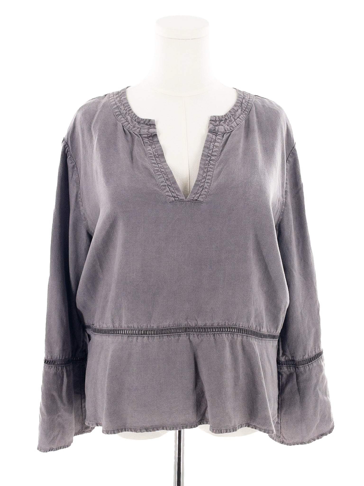 Cloth & Stone Taupe V Neck Cotton Blend Long Sleeve Size XL Blouse