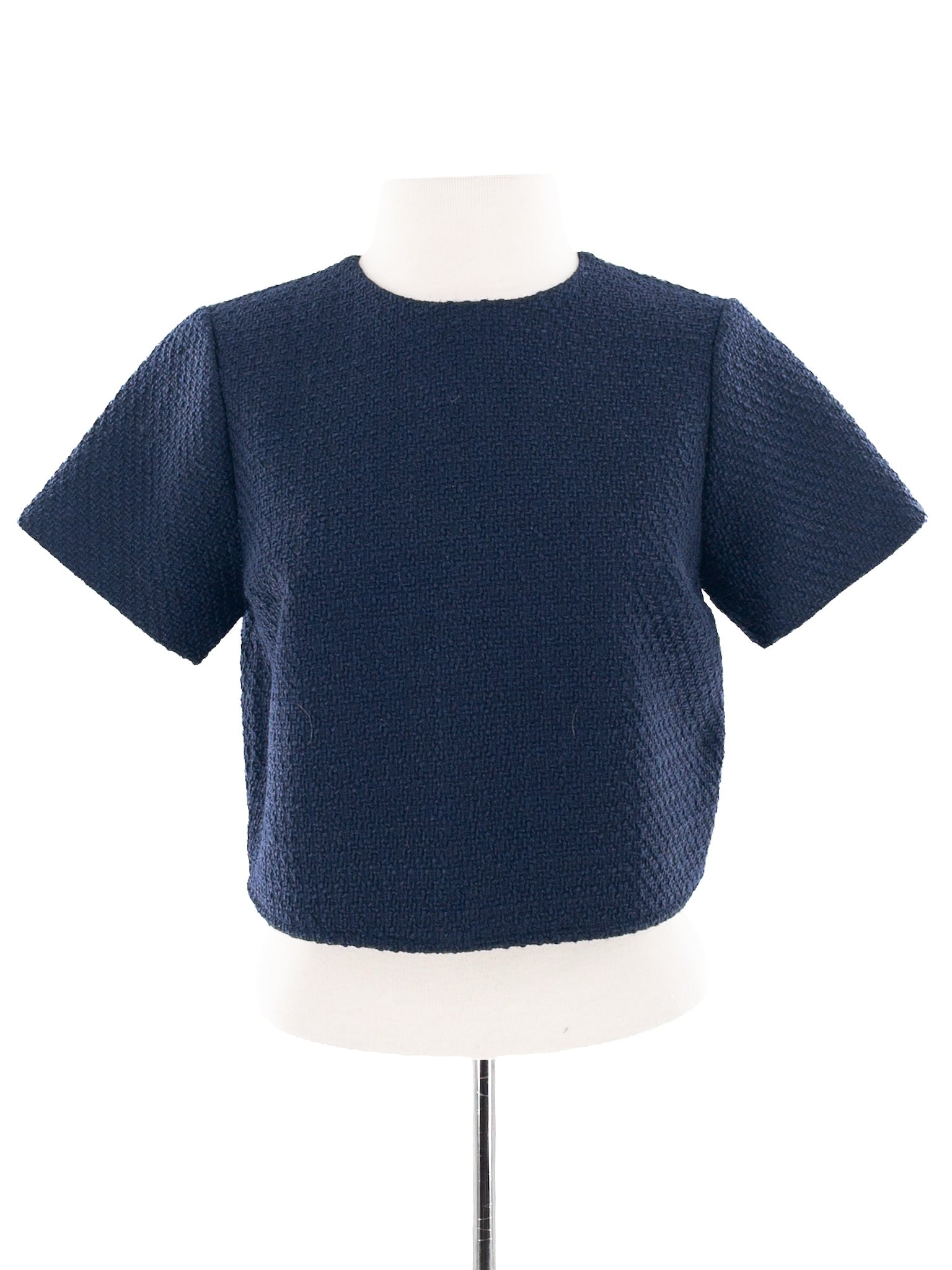 Abercrombie Navy Boucle Polyester Short Sleeve Size XS Blouse
