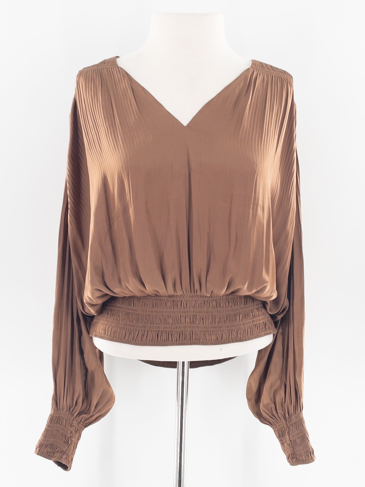 Frame Brown Polyester Long Sleeve Size M Blouse
