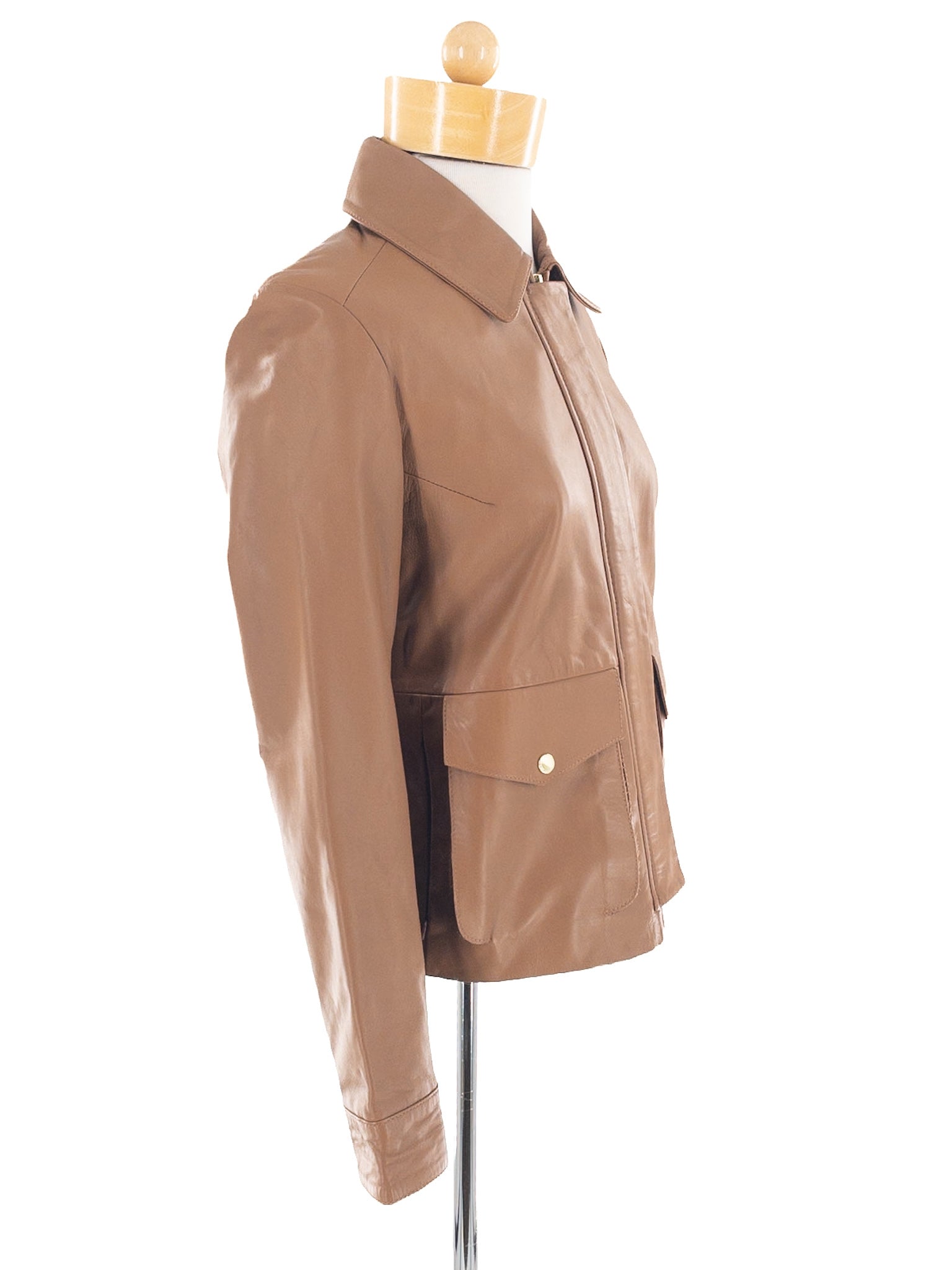 Cole Haan Butterscotch Zip Leather Size XS Jacket