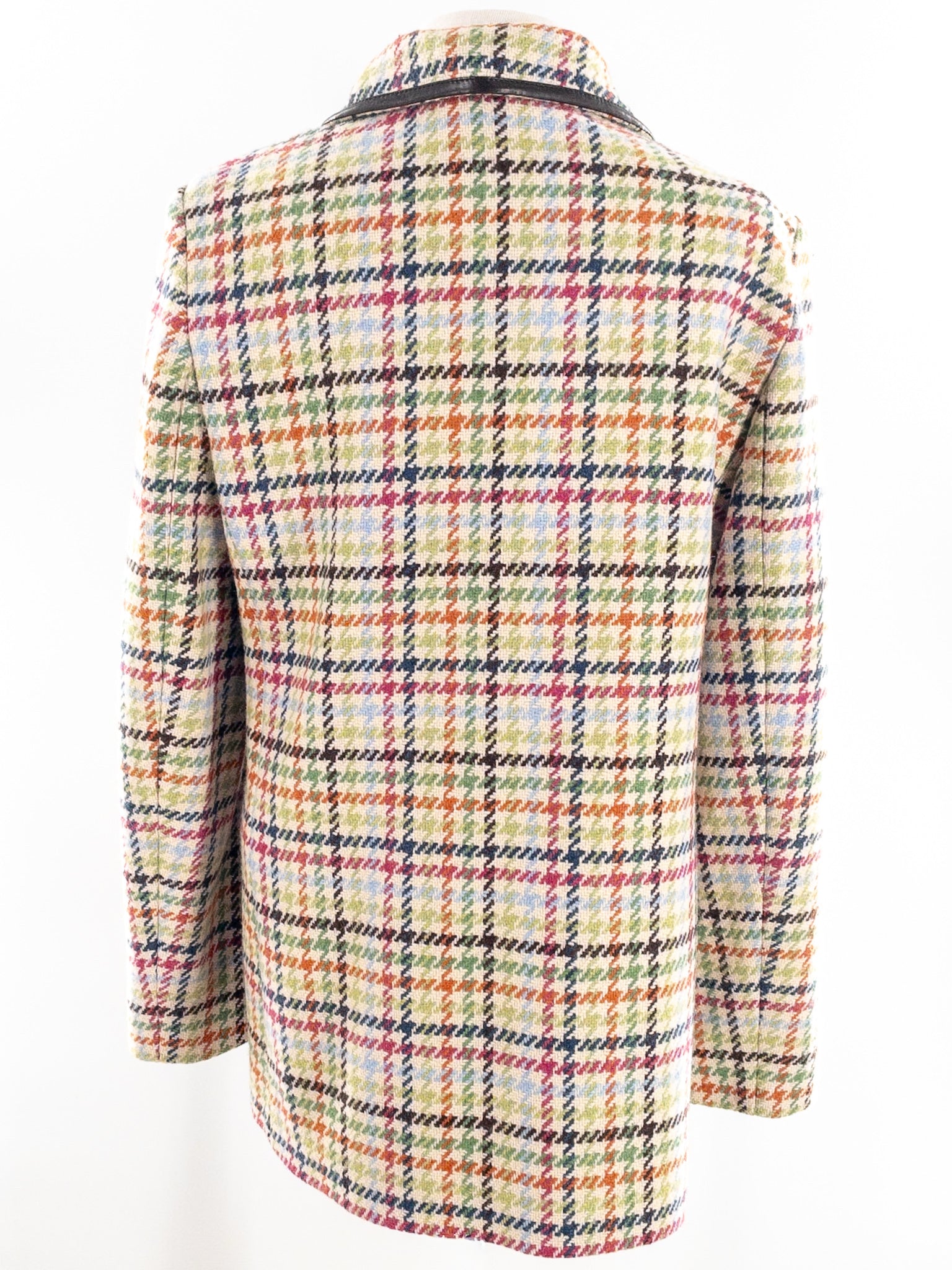 Coach Cream Brown Houndstooth Wool Size M Coat