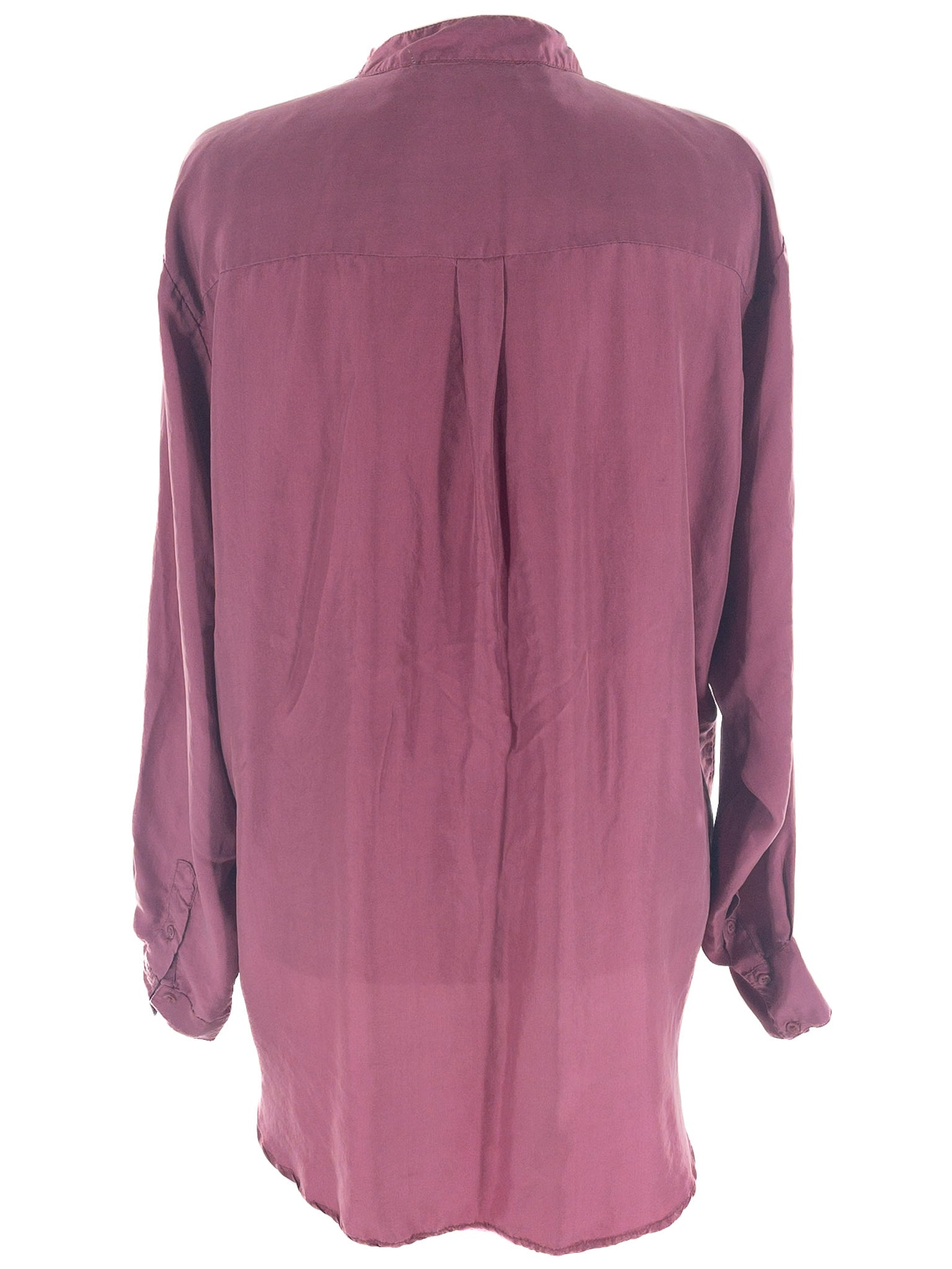 Mille Raspberry Pin Tuck Silk Long Sleeve Size L Blouse