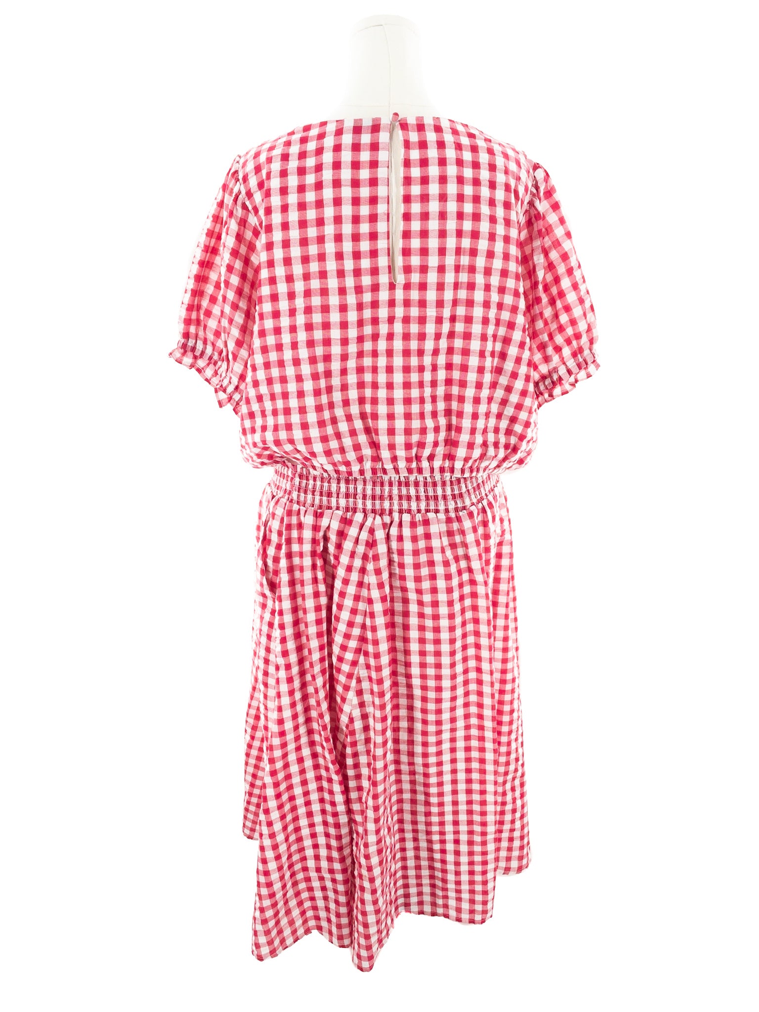 Torrid Fuschia White Gingham Polyester Blend Puff Sleeve Size 3X Dress Set