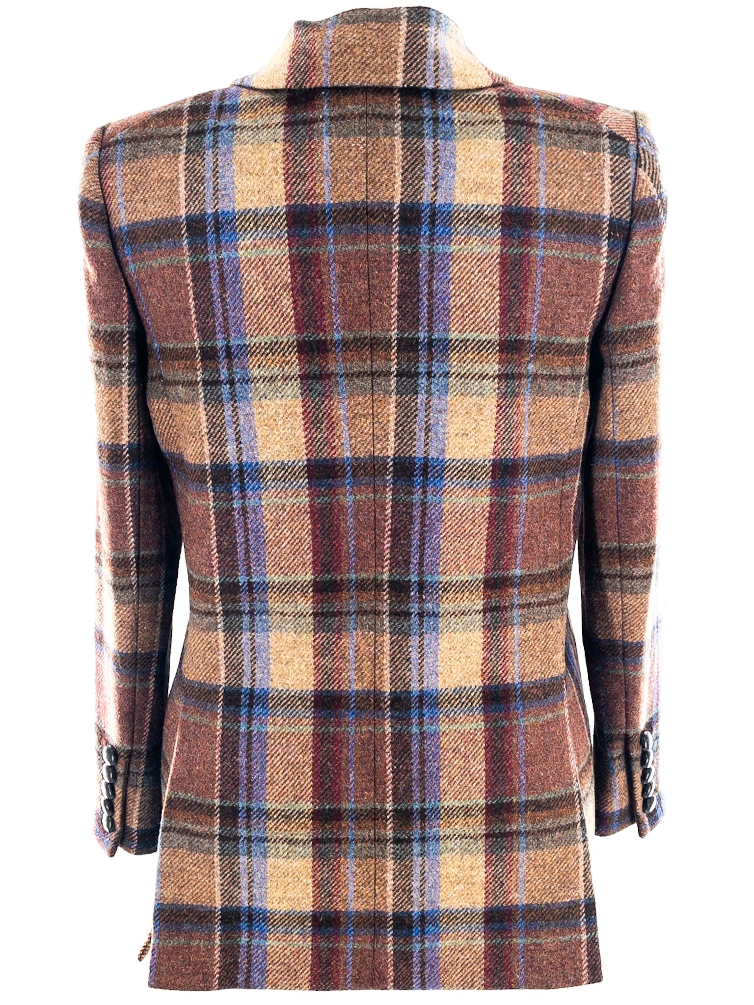 Veronica Beard Brown Blue Plaid Wool Size 8 Blazer