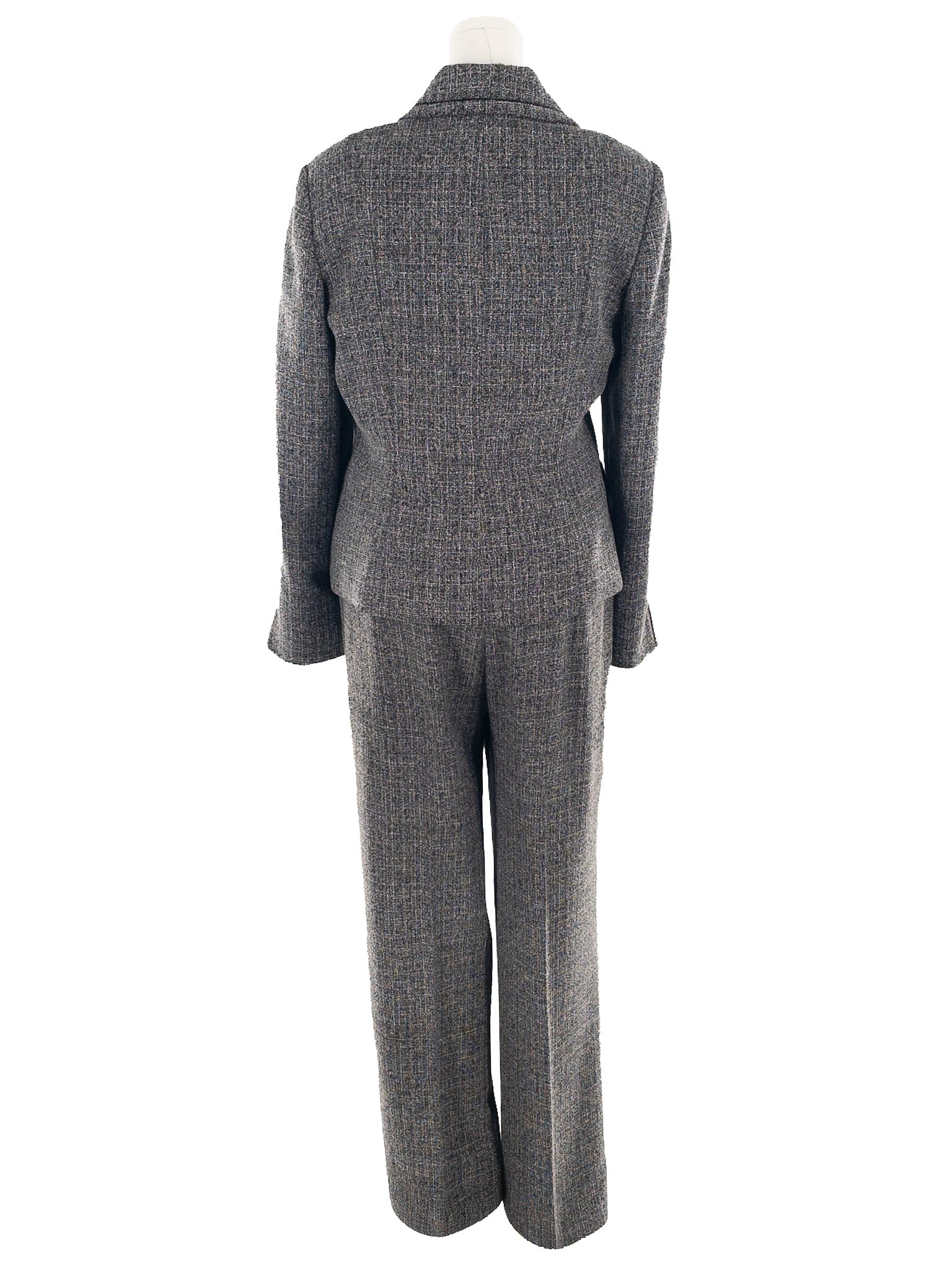 Anne Klein Black Cream Heather Polyester Blend Straight Size 12 Pants Suit