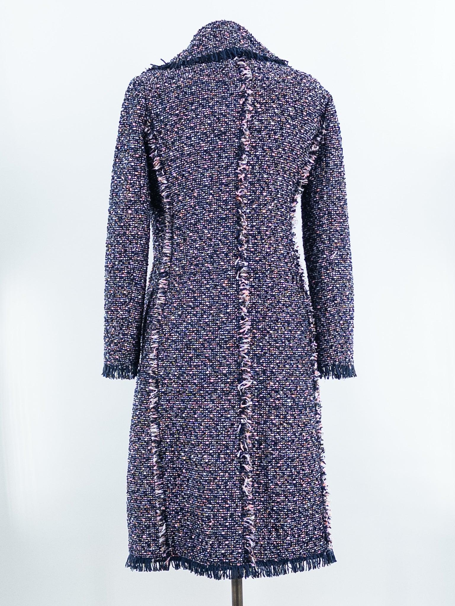 Club Monaco Navy Multi Tweed Polyester Blend Size XS Coat