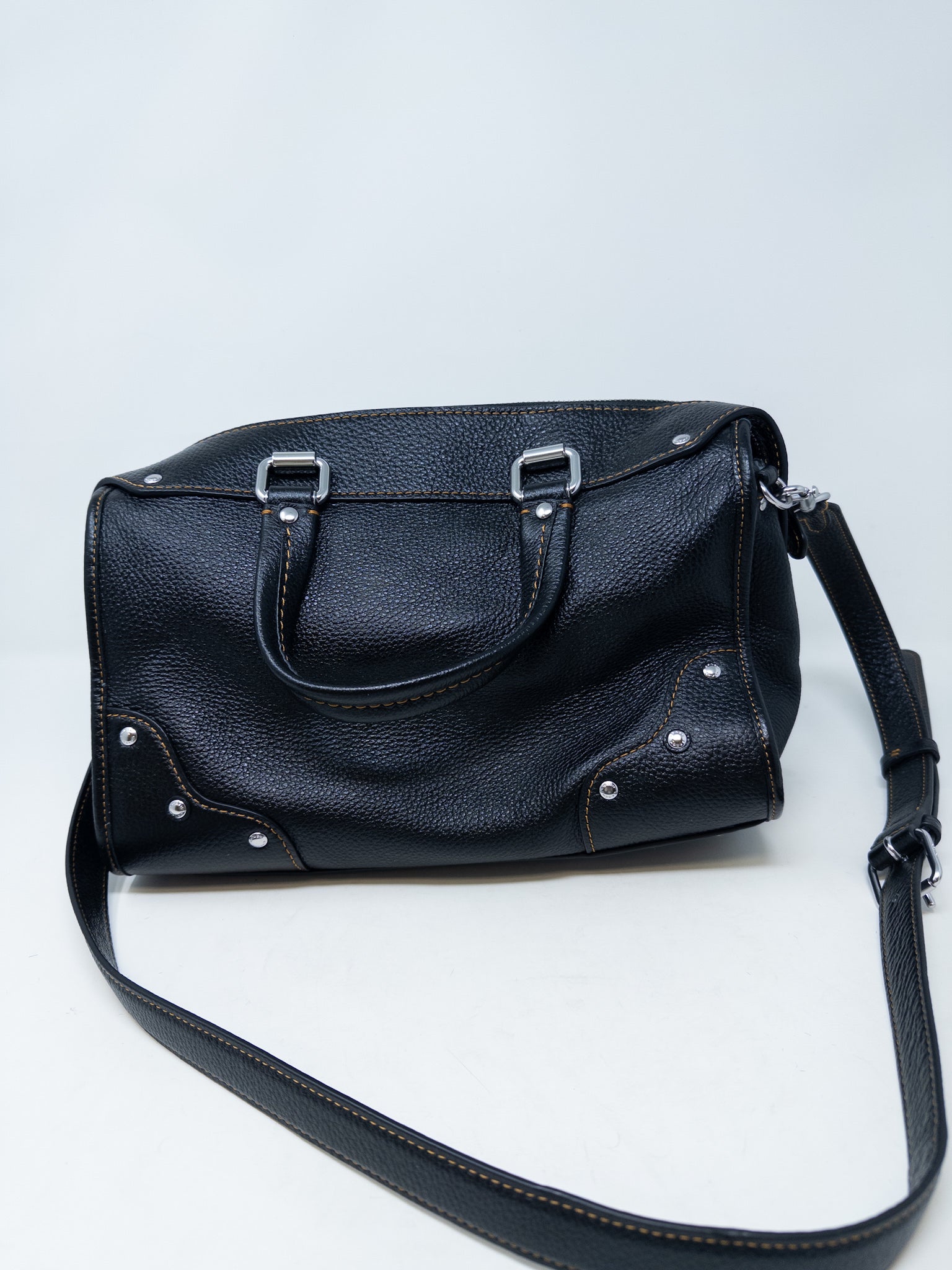 Coach Black Silver Pebble Leather Purse