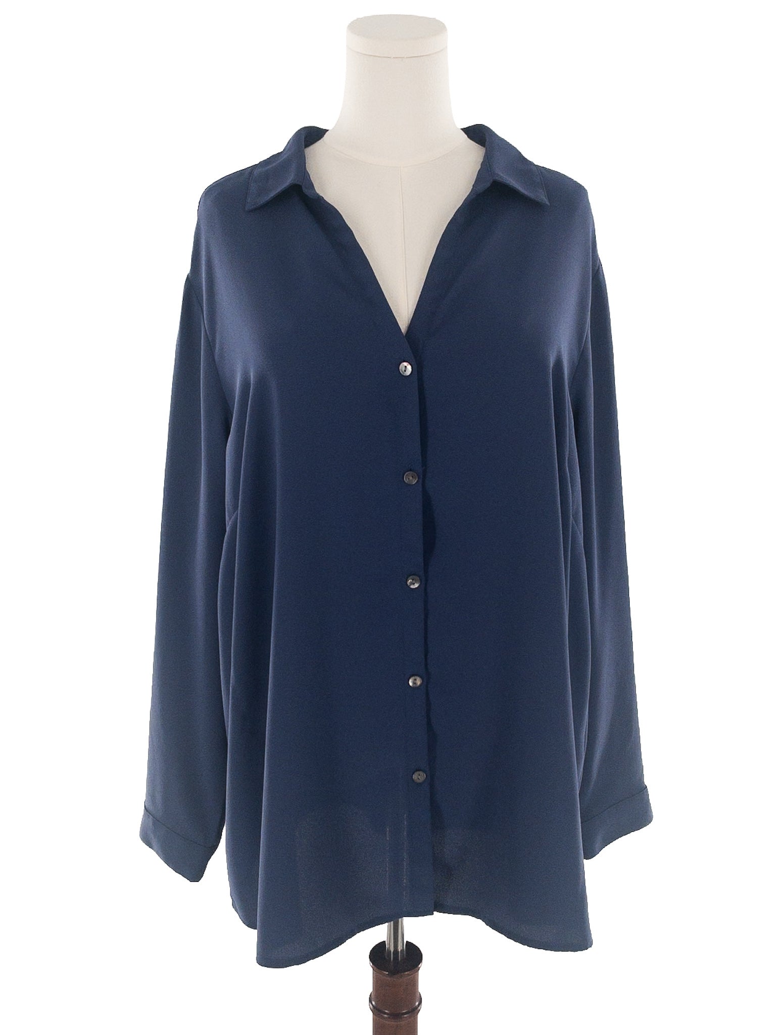 J Jill Navy Polyester Long Sleeve Size 2X Blouse