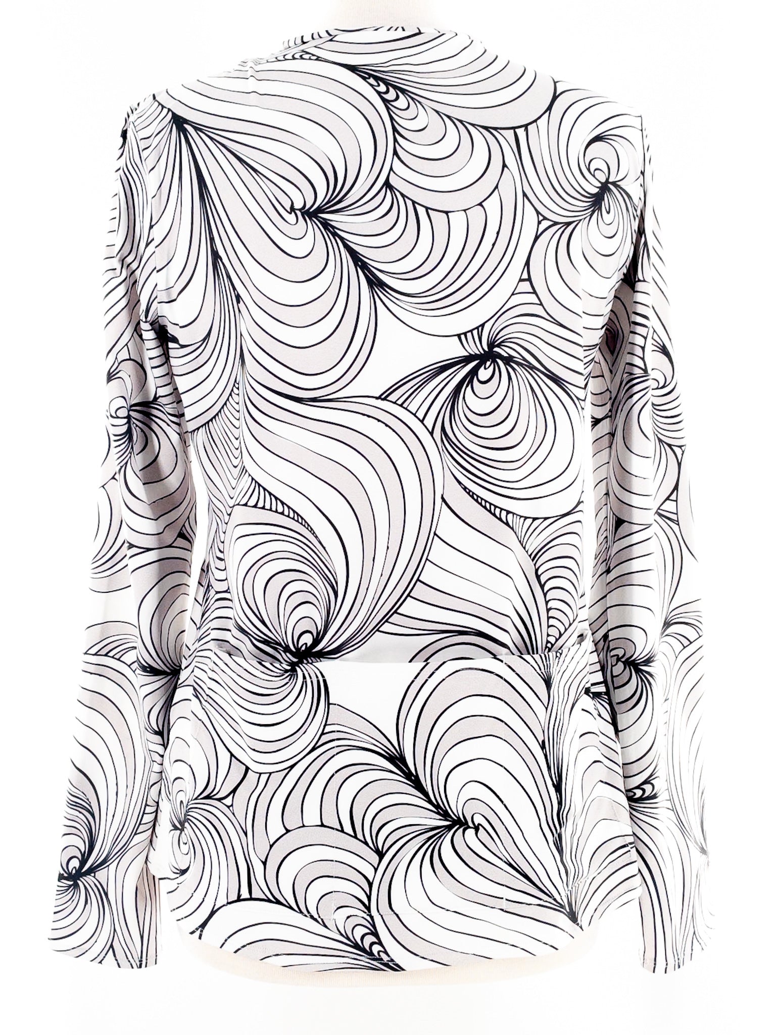 Terry White Gray Swirl Polyester Blend Long Sleeve Size L T Shirt